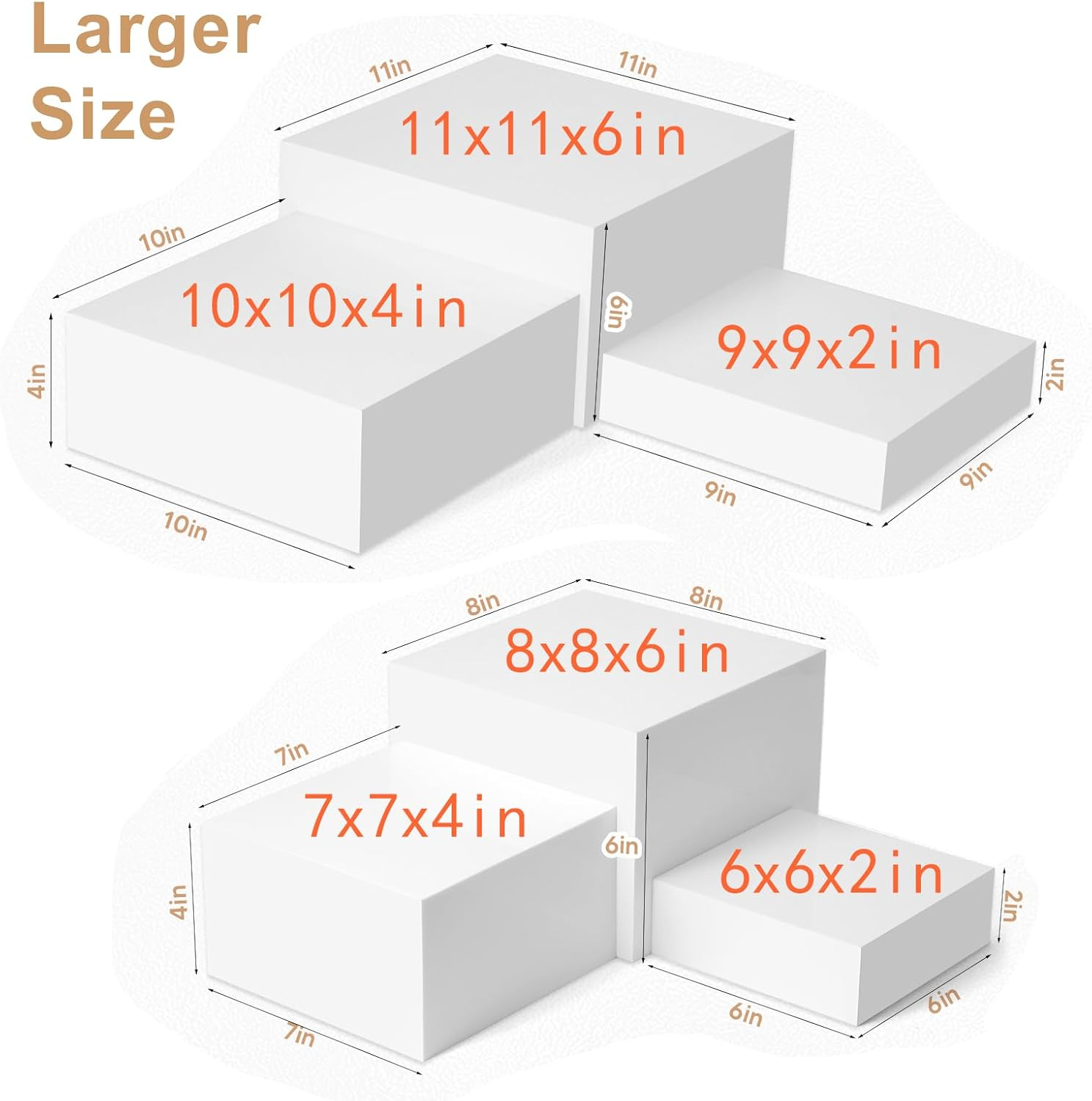 6 Pack Acrylic Display Boxes Cube Riser, Food Display Stands for Party Buffet Risers White Cake Stand Acrylic Square Food Display Set Dessert Table Display Nesting Riser Jewelry Display Holder image number 4
