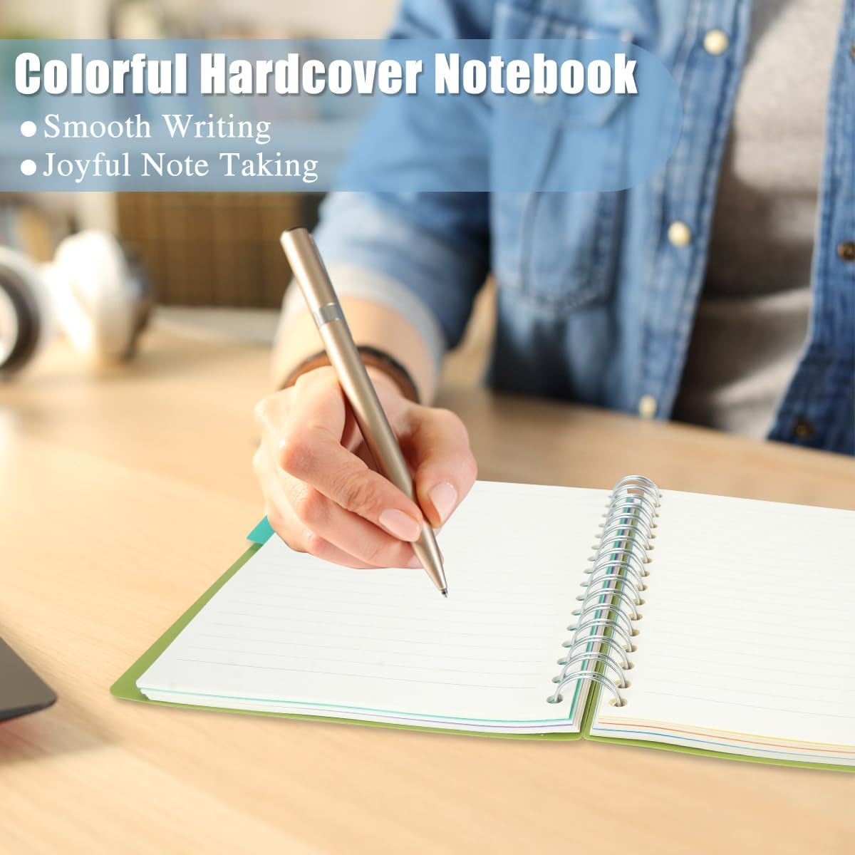 2Pcs 5 Subject Notebook, FHDUSRYO A5 Spiral Notebook with Dividers, Hardcover Notebook Double Wires Journal, 240 Pages Ruled Notebook with Pen Sticky Tab for Work, Home, School, Office (Pink Yellow) - Pink Yellow image number 4