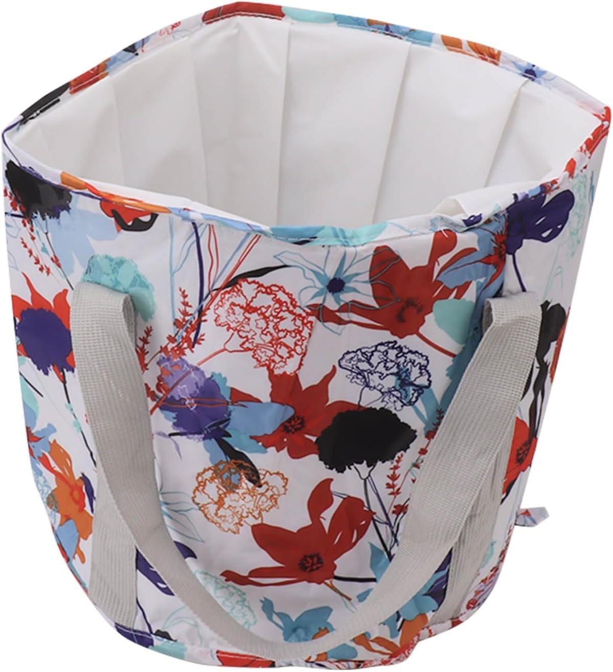 Portable Foot Bath Bucket, PVC Collapsible Foot Bath Basin for Travel (White Maple Leaf) image number 4