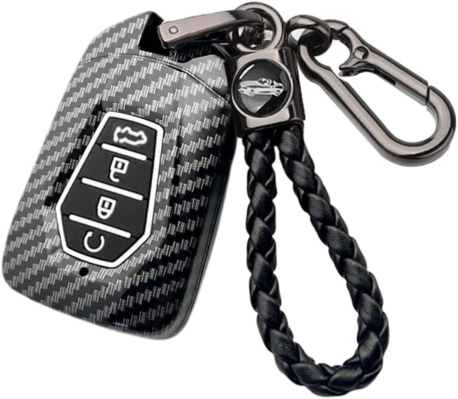 Ontto Luminous Car Key Fob Cover Fit for Isuzu D-Max MU-X D Max AT35 for Mazda BT50 Pickup 2020 Onwards 2023 2024 Key Holder Plastic Smart Shell Case Keyring Keychain Accessories 4 Buttons Black image number 5