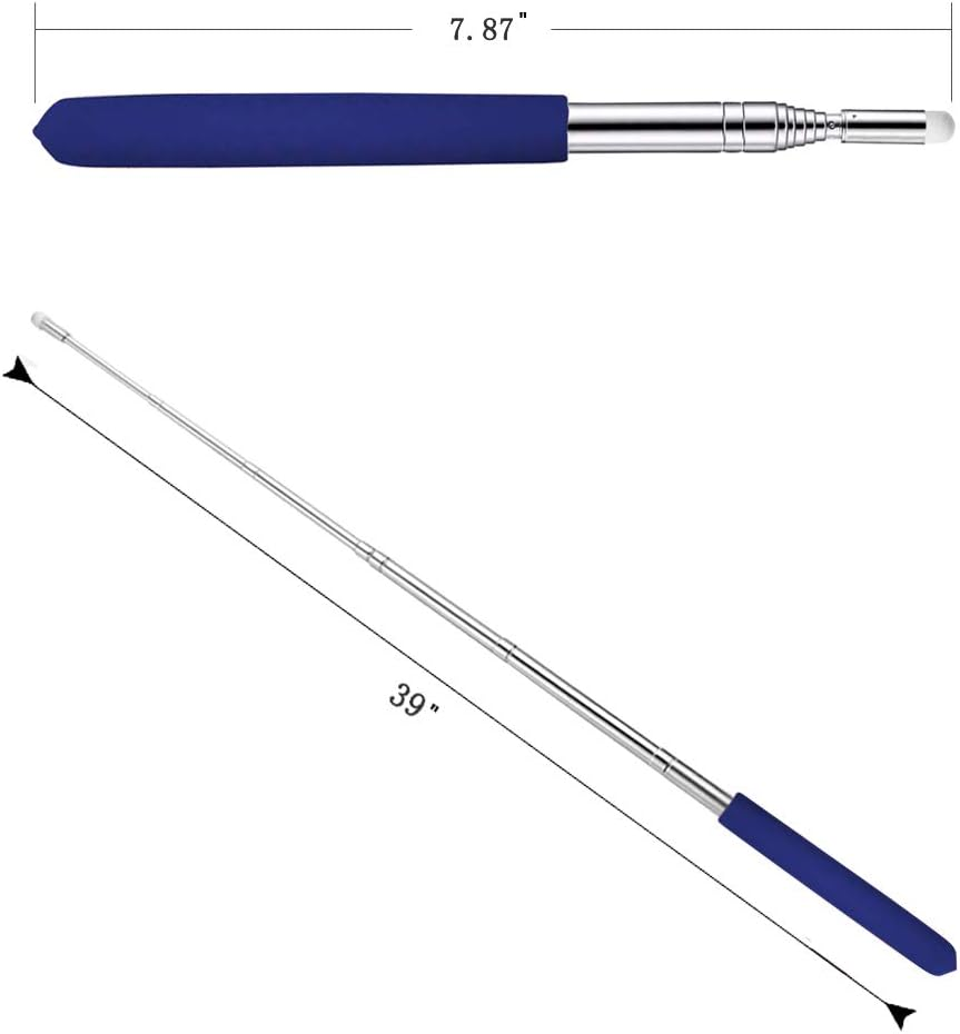 Pointer - Teachers Pointer - Teaching Pointer - Hand Pointer Extended Length, Presenter Whiteboard Pointer, Black Matte with Chrome Trim (Felt Blue) image number 5