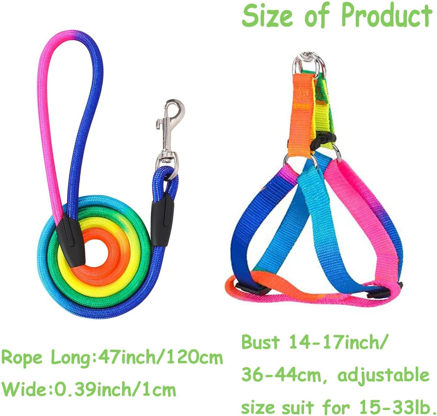 Woyous 2 Pieces Adjustable Pig Harness with Leash Set Pet Pig Supplies Harness with Leash Set for for Hog Piggy Rabbit Small Animals Walking Jogging (S, Multicolor) image number 6