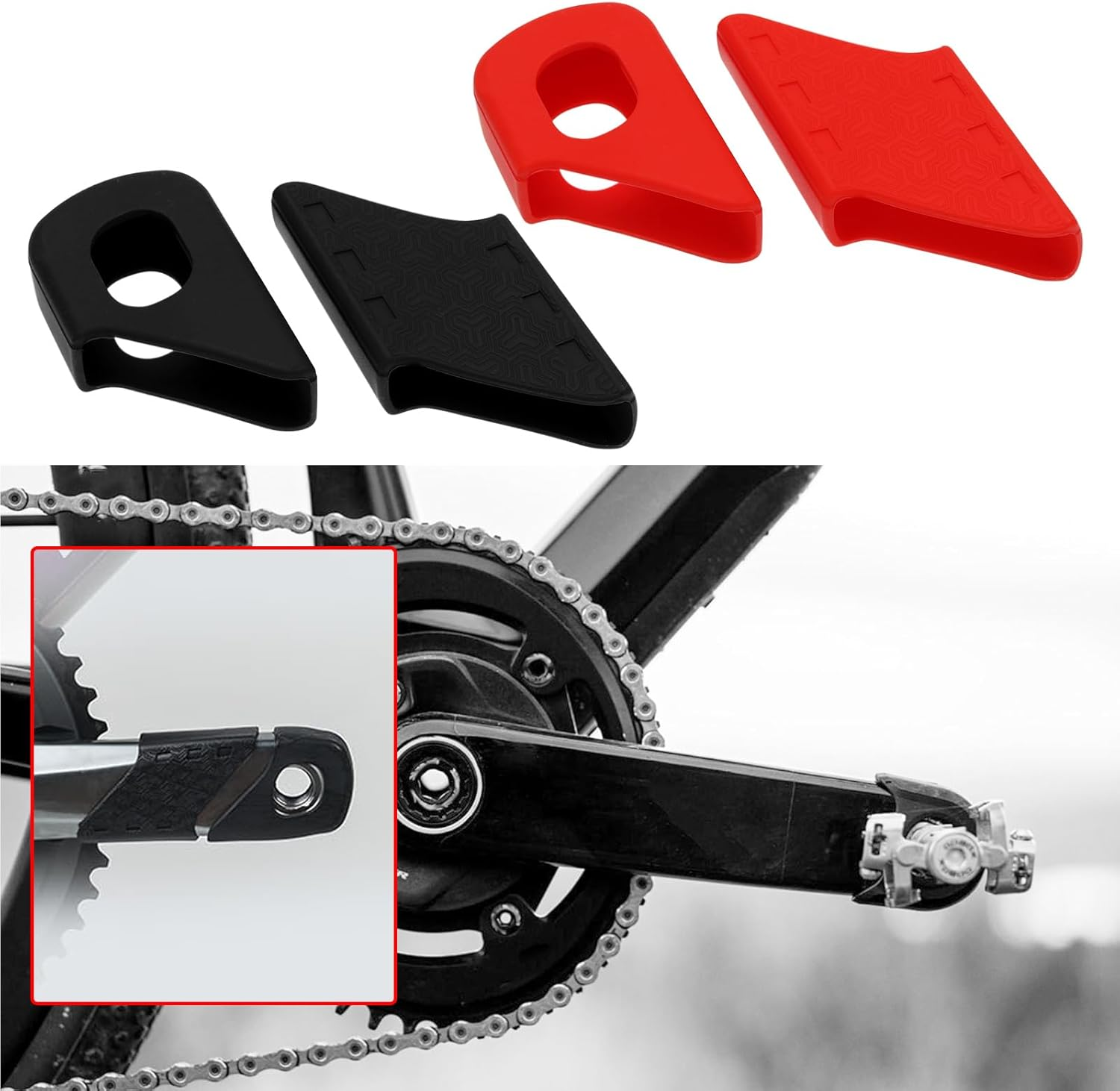 SING F LTD 2 Pair Bicycle Crank Cover MTB Protection Bicycle Sleeves Arm Boot Protector Dustproof Cover for Mountain Bike Red and Black image number 4