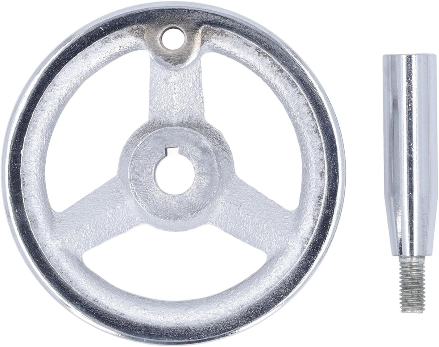 3 Spoke Hand Wheel, 100Mm Diameter Machine Tool Handwheel with Revolving Handle, Cast Iron Chrome Plated Handwheel for Milling Lathes, round Metal Hand Wheel image number 6