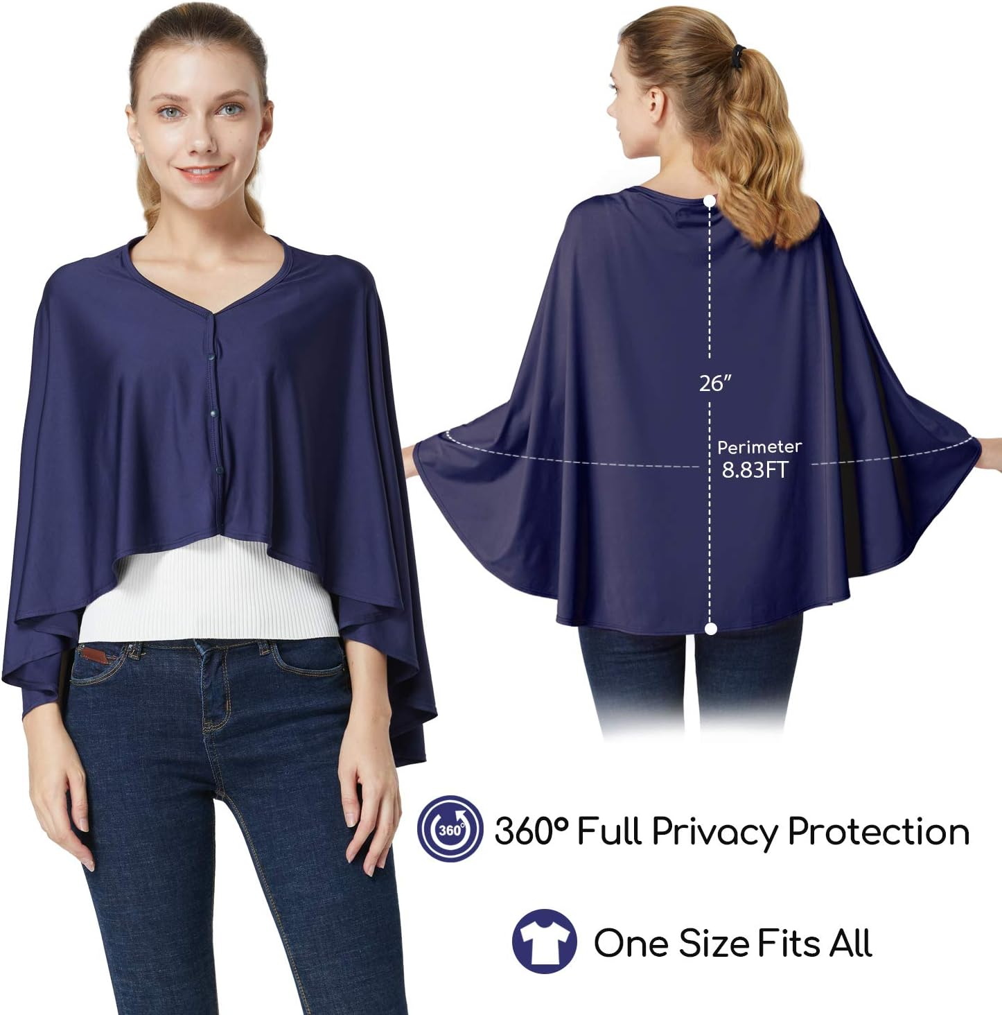 Nursing Cover & Baby Nursing Poncho,Multi Use Breastfeeding Cover for Carseat Canopy, High Seat Cover, Stroller Cover, Shopping Cart Cover,Nursing Scarf for Boy and Girl by (Blue) image number 4