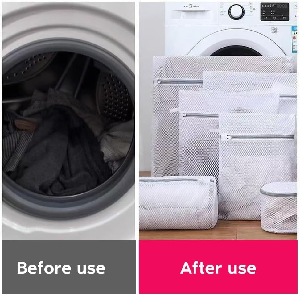 4Pcs Laundry Bags Delicate Honeycomb Mesh Laundry Bag, Net Washing Machine Bag Washer Sack with Zipper Cleaning and Drying Cloths, Garment,Travel Storage and Organiza,2Pcs 23.6*23.6In+2Pcs 11.8*15.7In image number 6