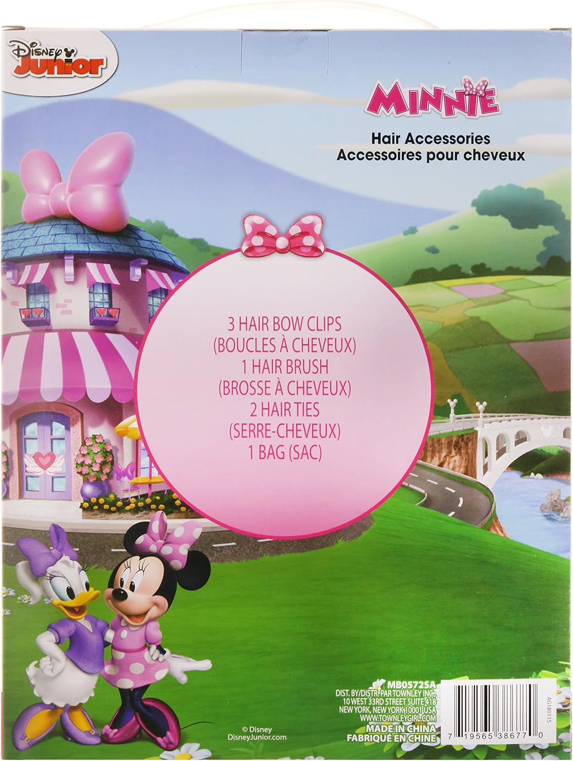 Townleygirl Minnie Mouse Hair Set, Includes Hair Brush, Hair Bows, and Hair Clips, 7 CT