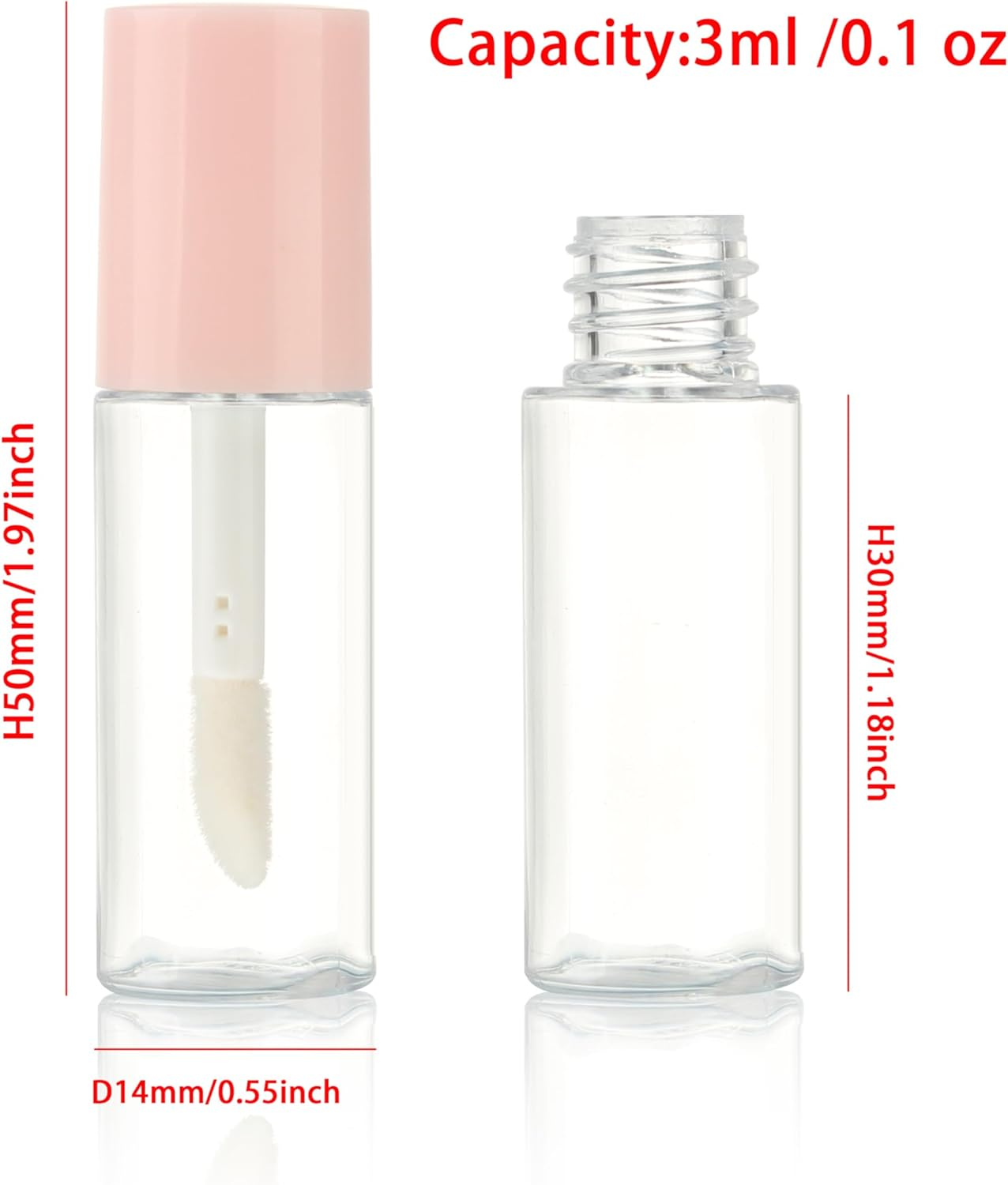 COSIDEA 10Pcs 3Ml Empty Lip Gloss Tubes with Wand 0.1OZ round Mini Pink Lipgloss Tube Container for DIY Cosmetics Packing image number 2