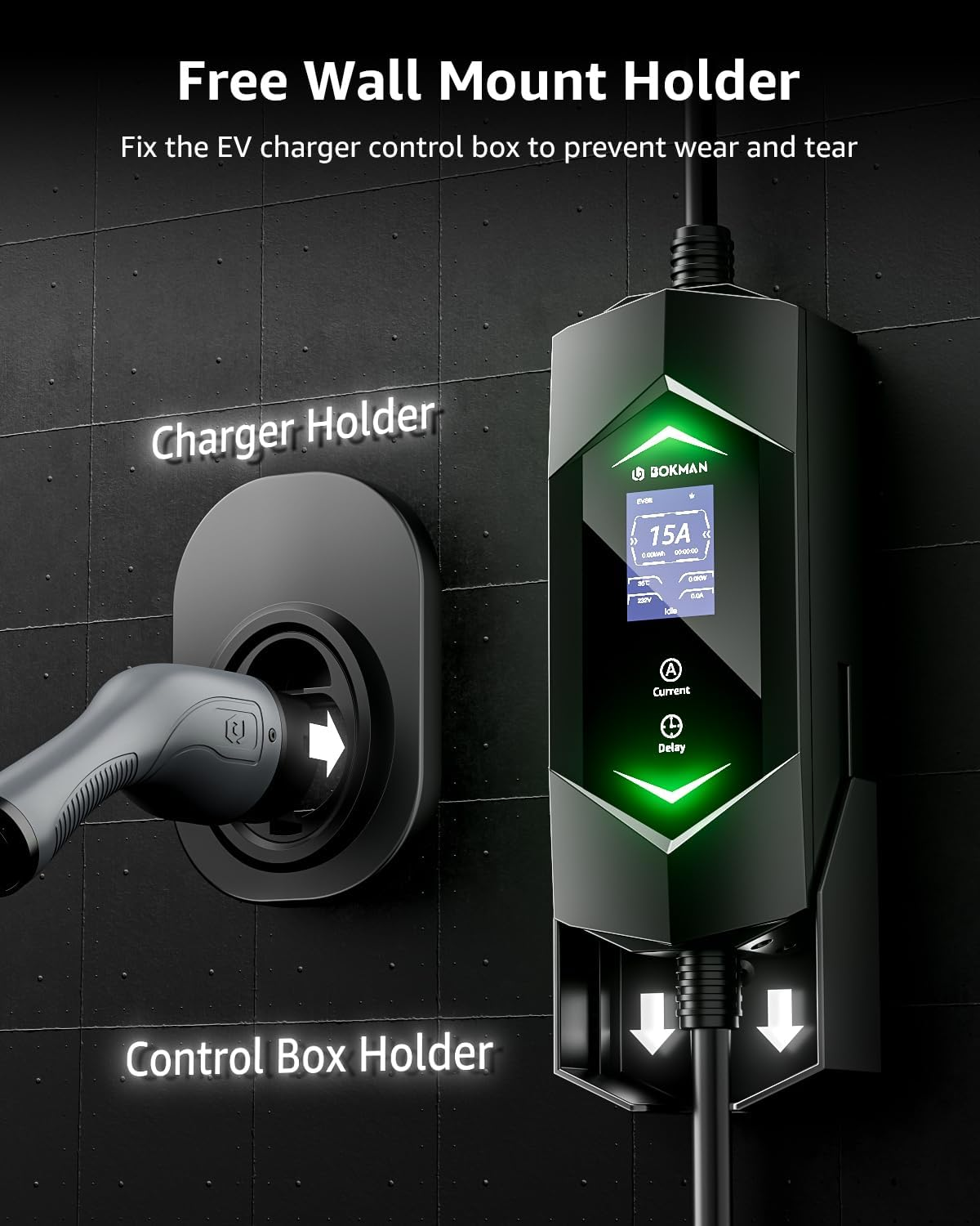 Bokman Type 2 EV Charger, Mode 2 | 10A/15A Adapter | 6A-15A Adjustable Current | 5 Meter, Electric Vehicle Car Type 2 Charging Cable image number 5