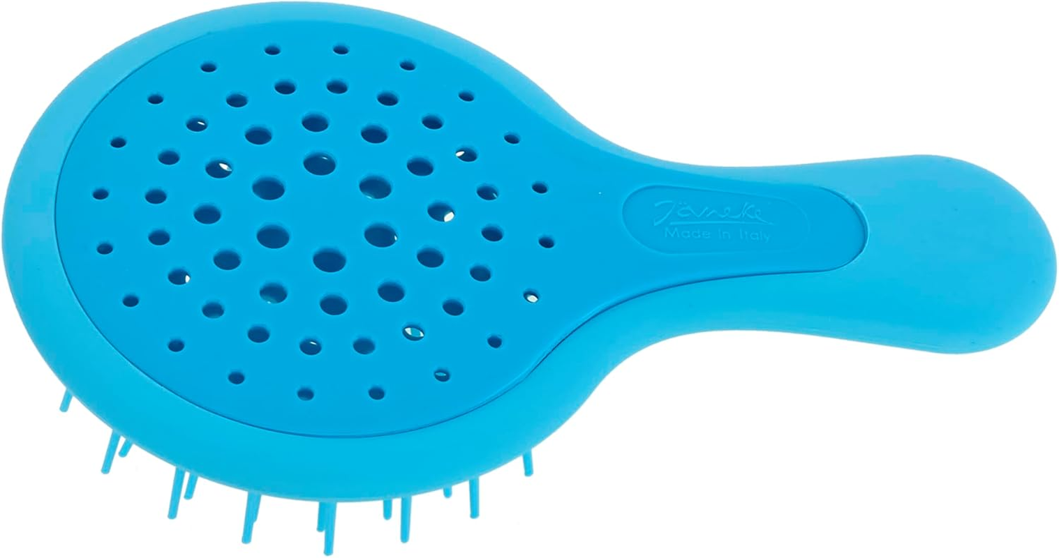 Janeke Mini Superbrush &ndash; Kids Hair Brush & Small Hair Brush for Detangling &ndash; Gentle Anti-Static Bristles &ndash; Vented Brush for Wet or Dry Hair &ndash; Great for Curly, Thick, Fine, and Wavy Hair (Mini Blue)