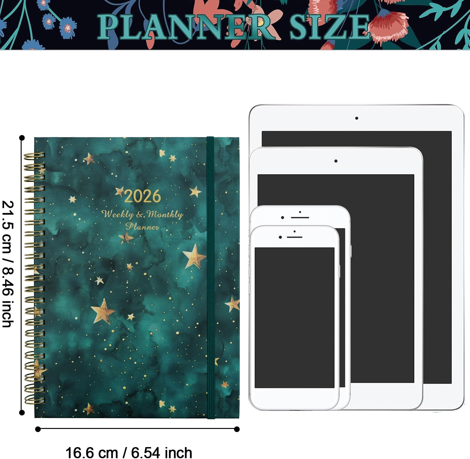 Academic Planner 2026 Weekly and Monthly, Jan 2026 - Dec 2026, 6.5" X 8.5" with Monthly Tabs, Pockets, Spiral Bound for Office School - Saffron image number 2