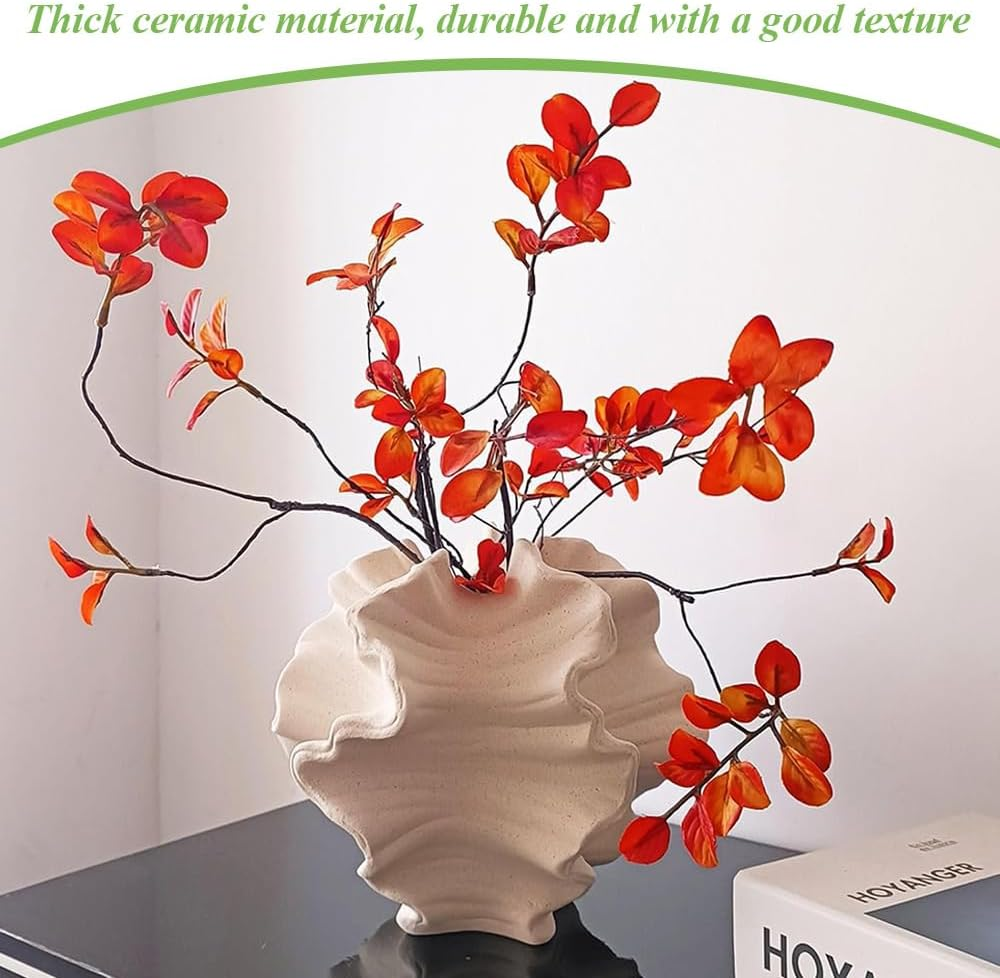 Ceramic Vase, Beige Modern Vases, Nordic Style Home Decor, Matte Ceramic Jardiniere, Boho Flower Vase, Coffee Table Ornaments,For Living Room,Bedroom, Office image number 6