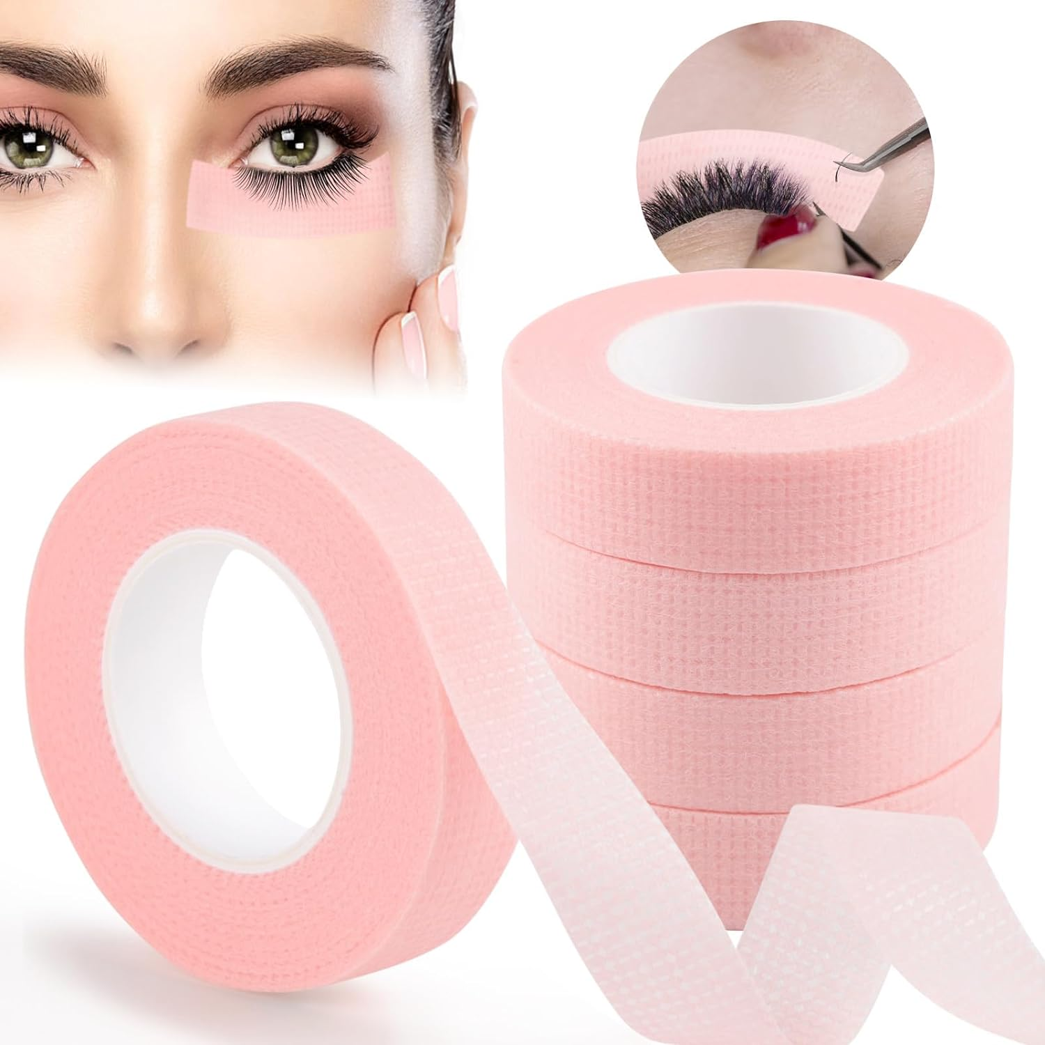 EBANKU 5 Rolls Eyelash Extensions Tape, Eye Tape for Lash Extension Breathable Micropore Fabric Tape for Eyelash Extension Supplies (9M/10 Yards) image number 1