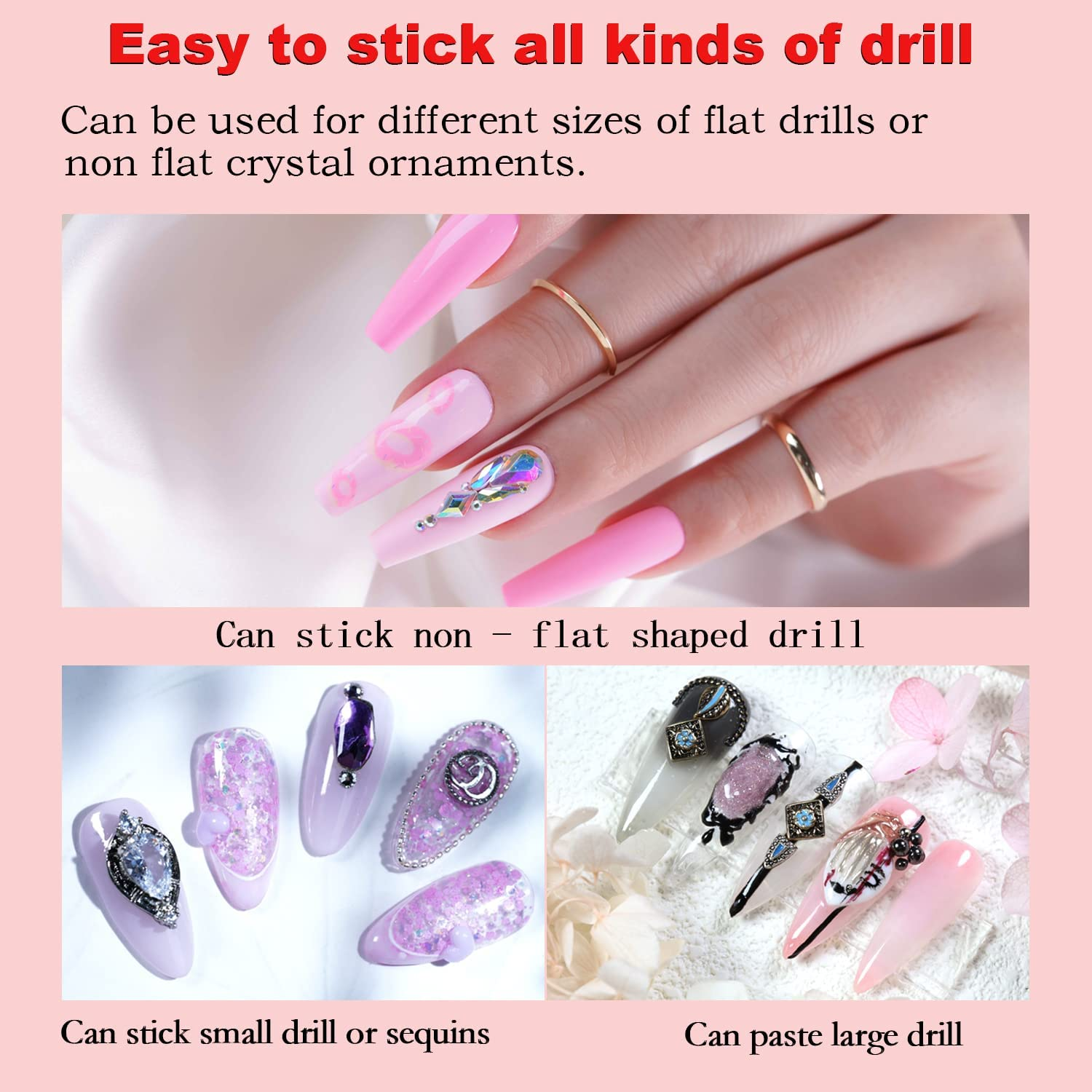 MAGIC ARMOR 2 Pcs Nail Art Rhinestone Glue Gel 30G, Clear, Low Viscosity, Super Strong, Nail Glue image number 1