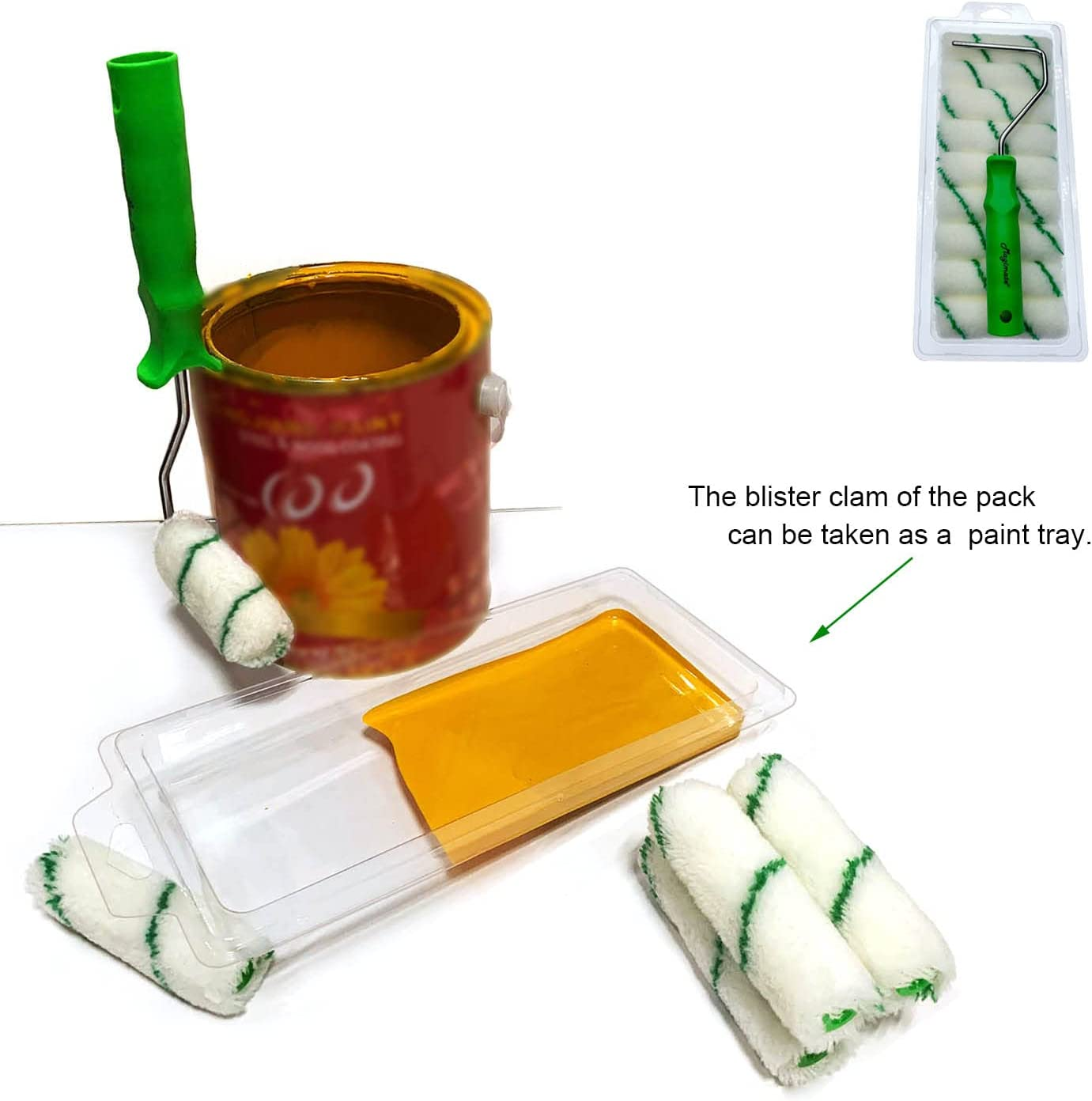 Magimate Small Paint Roller Set, 4 Inch Paint Rollers for Walls, Cabinets, Deck Railing Painting, Mini Paint Roller Covers, Pack of 10 image number 5