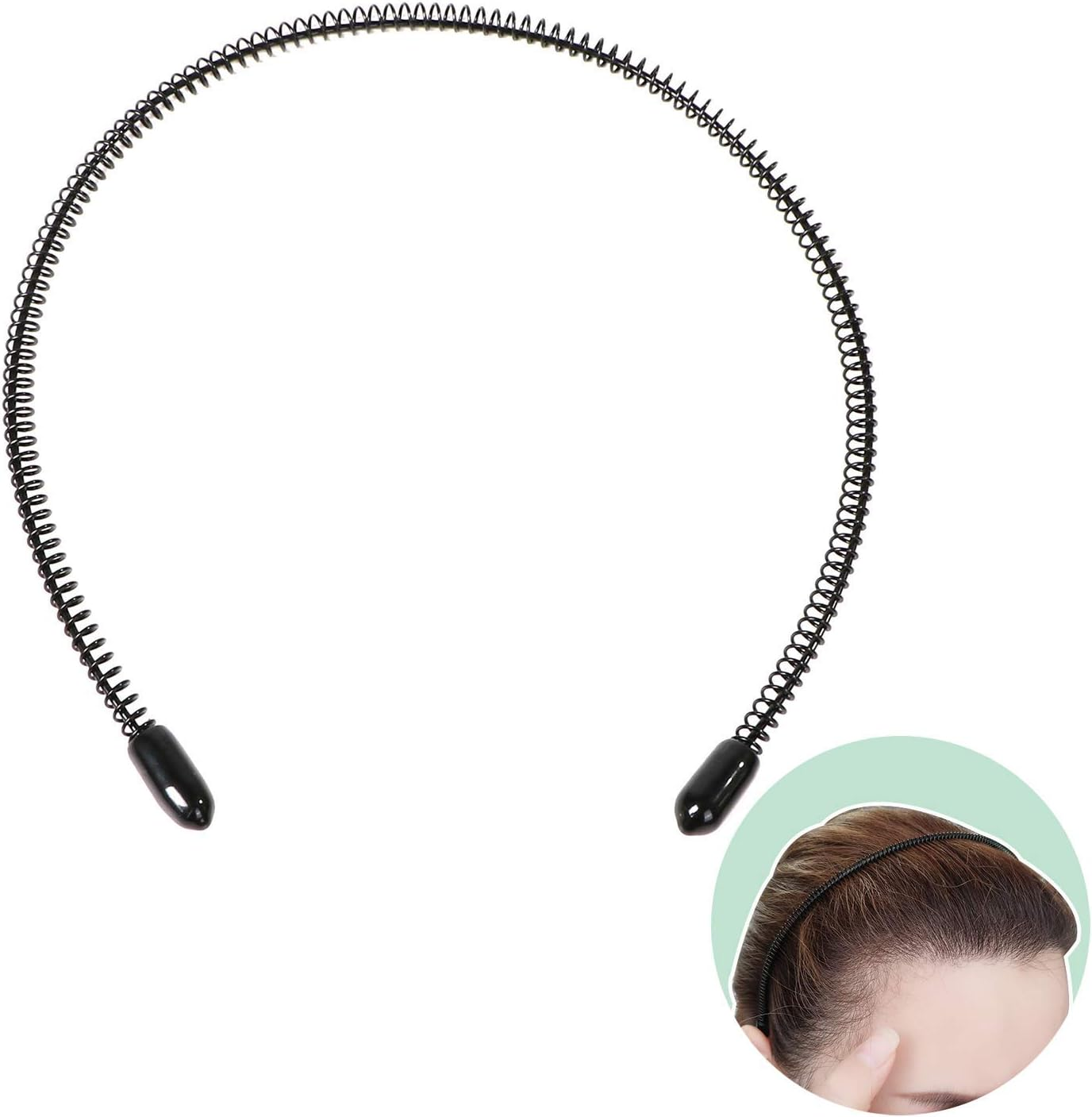 Men'S Slicked Back Headband, Outdoor Sports Fashion Pigtail Hair Band/Never Paint-Shedding Metal Head Buckle Clip for Mens Long Hair, Braid and Other Hair Styles Small Spring