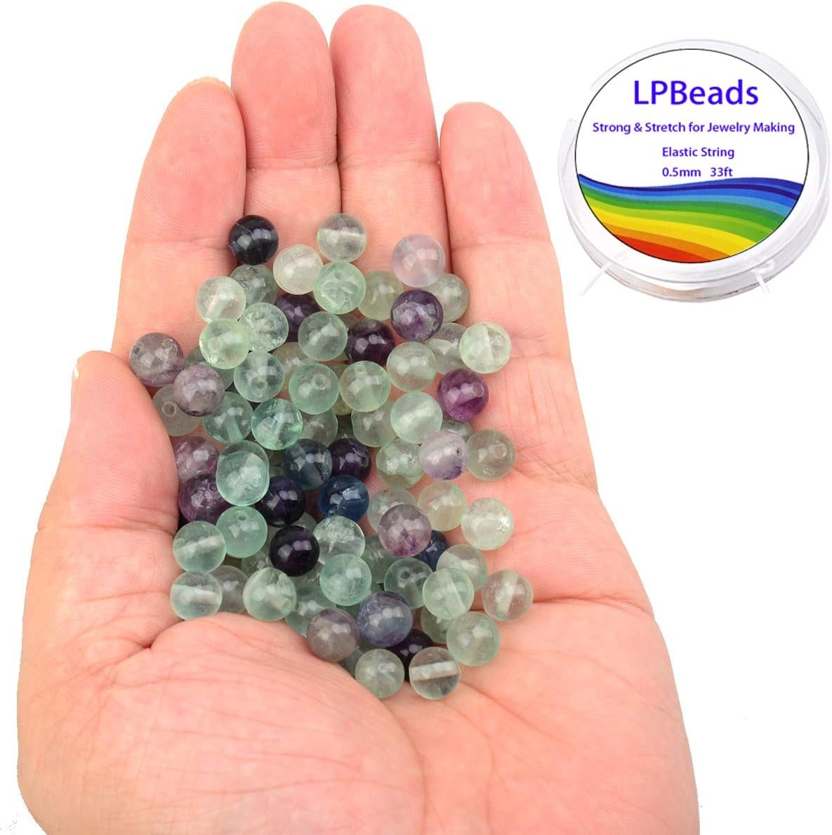 8Mm Genuine Natural round Gemstone Loose Beads for Jewelry Making with Elastic Stretch Cord Fluorite image number 2