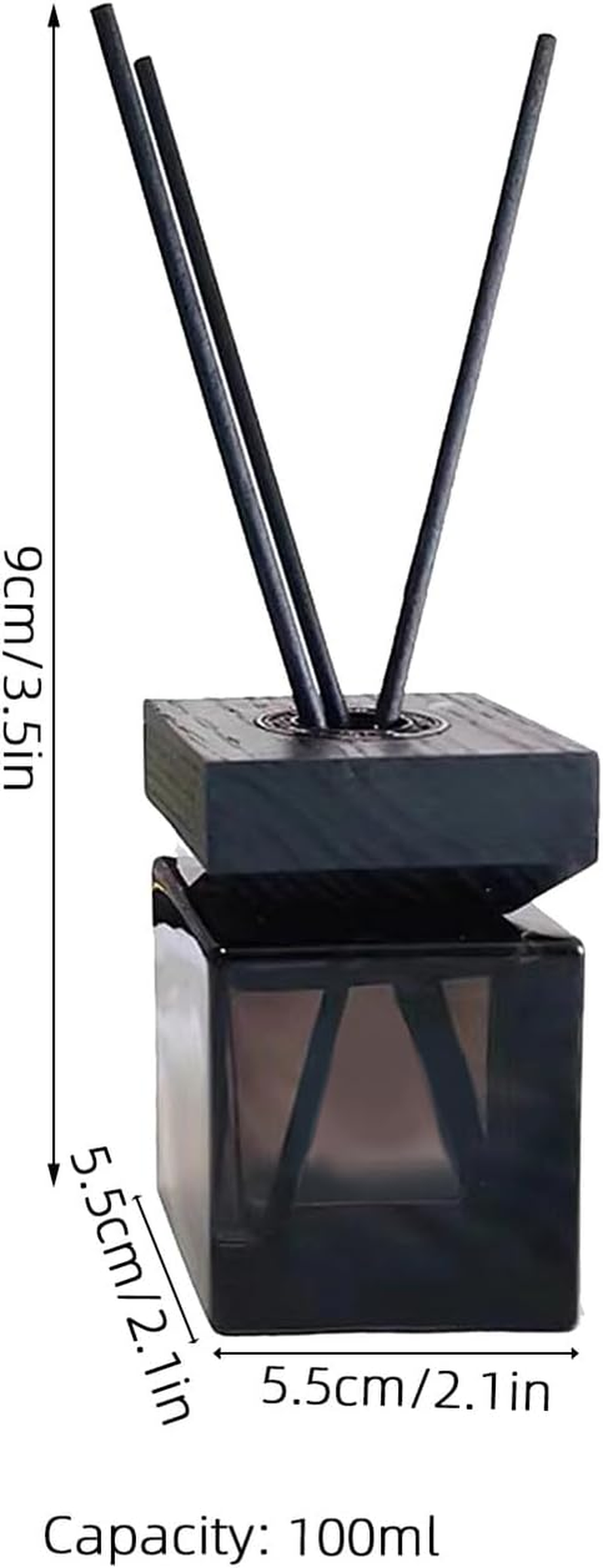 Rattan Aroma Diffuser Bottle Set 100Ml Glass Container with White Wax Wood Lid and Reed Sticks Fire-Free Aromatherapy for Home Fragrance Decoration image number 1