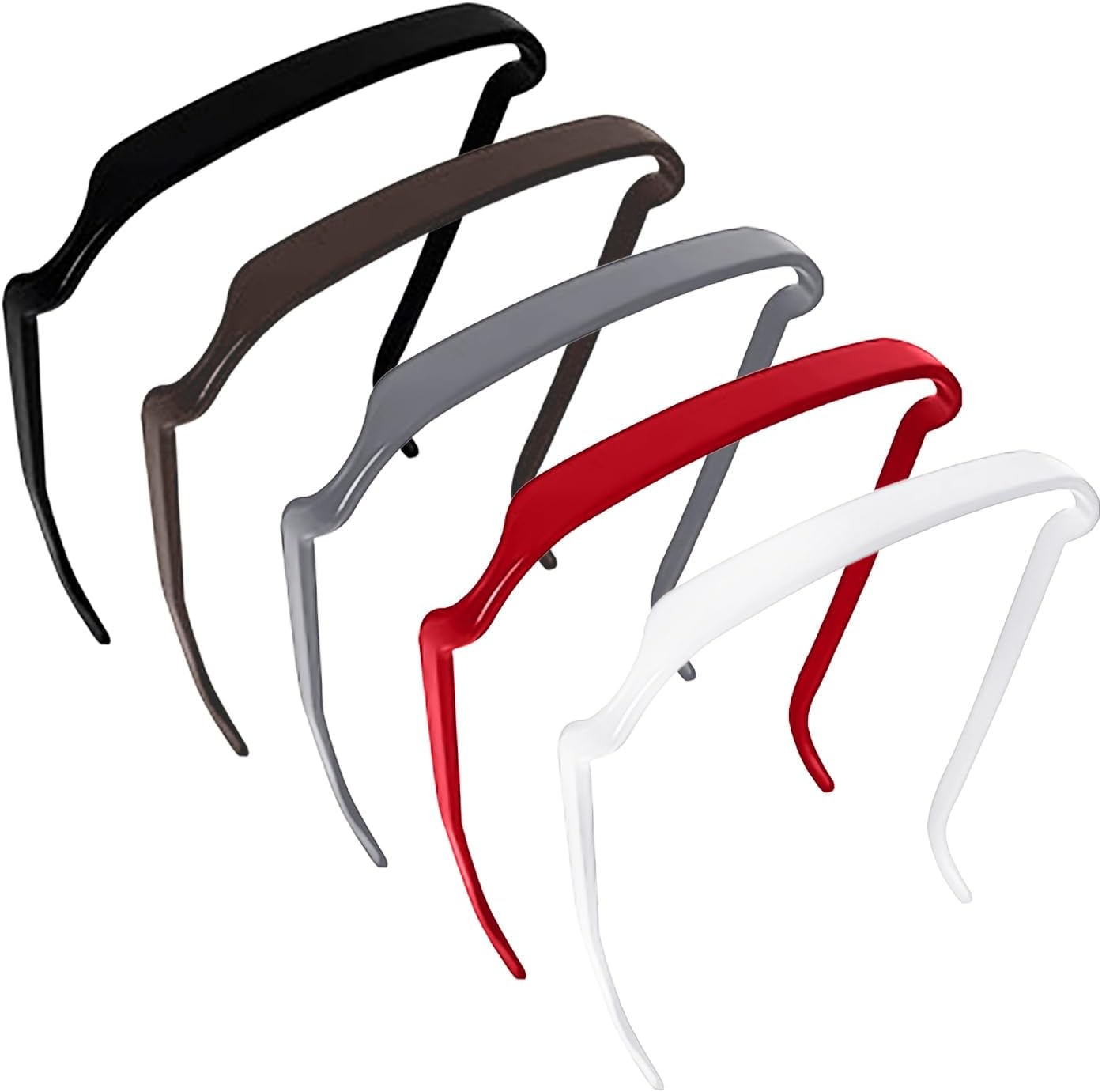 Pack of 5 Plastic Square Headbands, Creative and Personalised Sunglasses Headband, Simple and Fashionable Headband for Women, Hairstyle Decoration, Suitable for Thick and Thick Curls