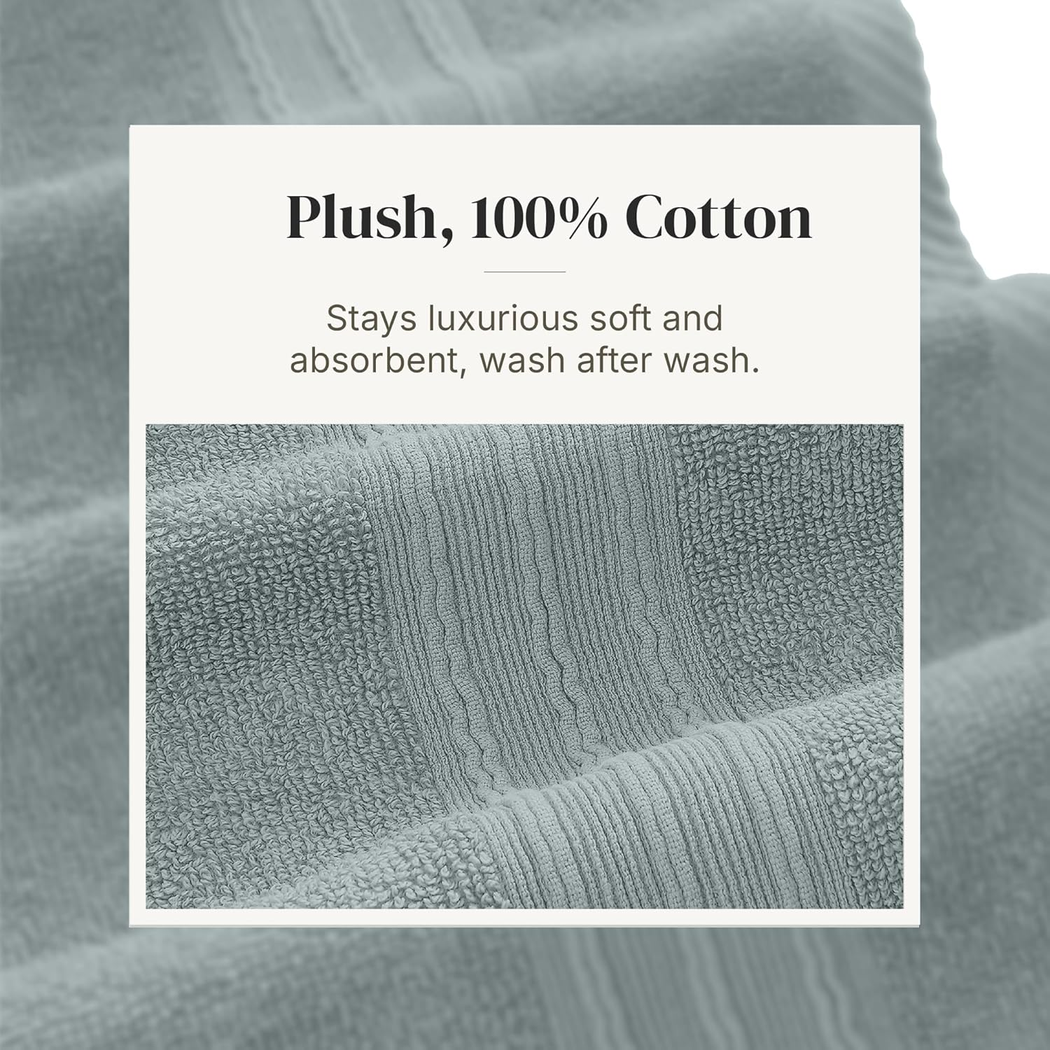 Modern Threads 6 Piece Set, 2 Bath Towels, 2 Hand Towels, 2 Washcloths Yarn Dyed Jacquard/Solid Towel Set Ophelia Dark Sage image number 4