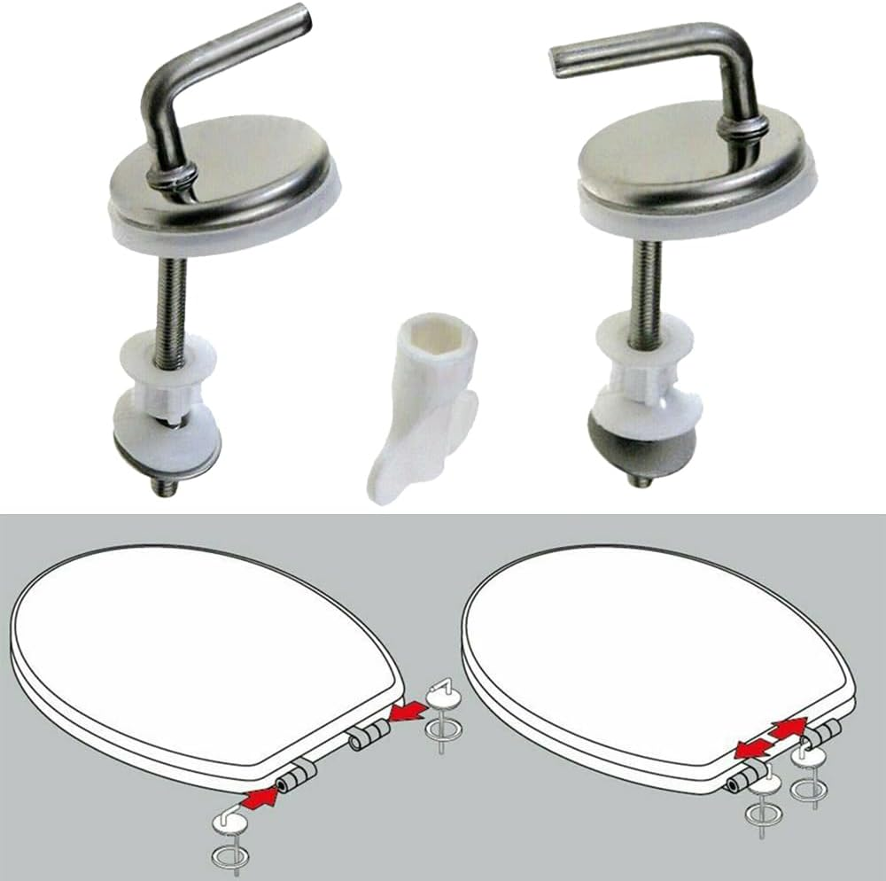 2Pcs Toilet Seat Fix Fitting Stainless Back to Wall Replace Quick Release Hinges