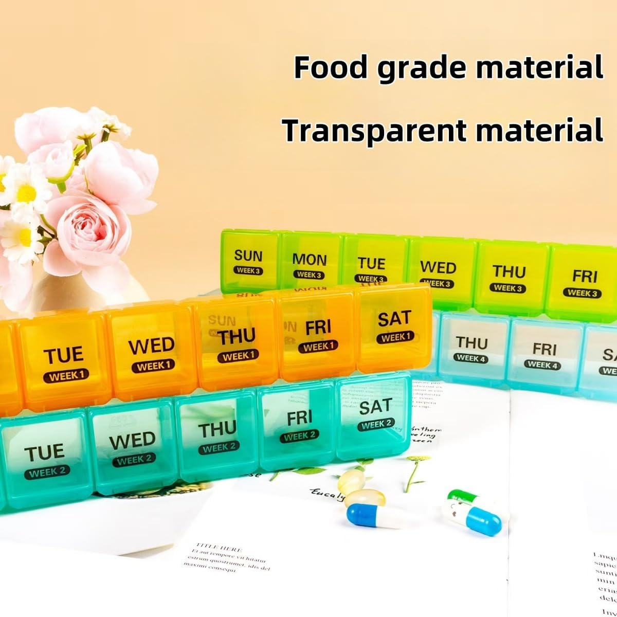 28 Compartments Large Pill Box Organisers, Portable Detachable Dustproof Pill Box, One Month Split On-The-Go Storage Large Capacity Pill Box,White&hellip; - Multicolor image number 7