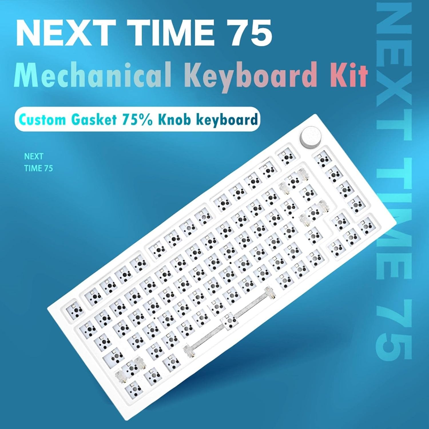 AAGAZA NT75 3/5Pin Hot Swap Gasket Mechanical Keyboard DIY Mechanical Gaming Keyboard 75% Compact Layout Customized Knob Keyboard for Windows Gaming PC - Ocean Blue (Color : Preto) - Ocean Blue image number 3