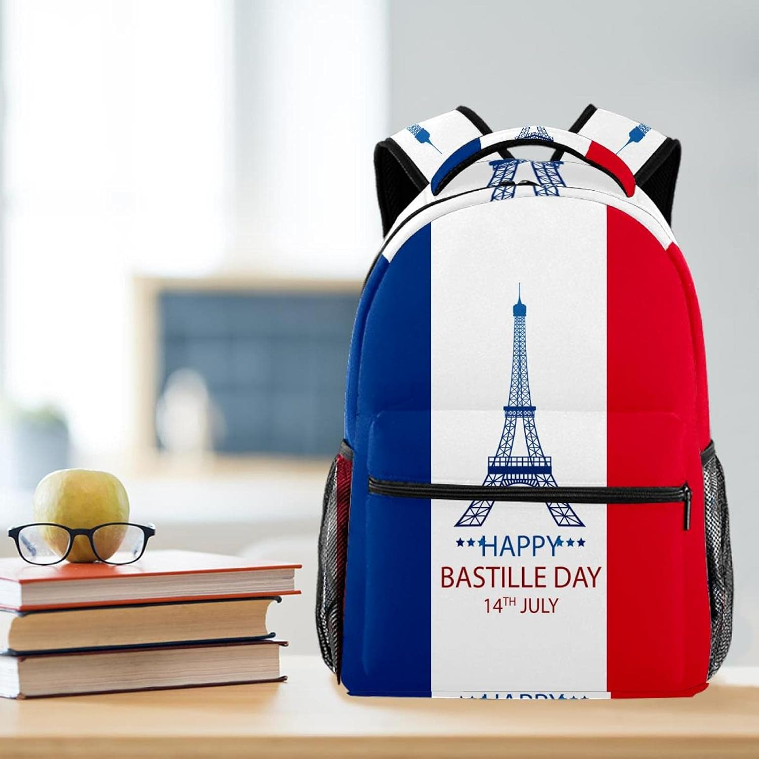 Happy Bastille Day Backpack Students Shoulder Bags Travel Bag College School Tote Backpacks image number 2