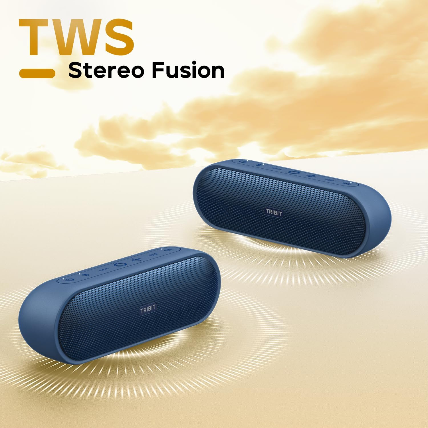 Tribit Xsound Plus2 30W 5.3 Bluetooth Wireless Speakers,Powerful Louder Stereo Sound with Bass-Enhanced Xbass Function,24H Playtime,Ipx7 Waterproof,Built in Mic,150Ft BT Range for Home/Outdoor,Blue