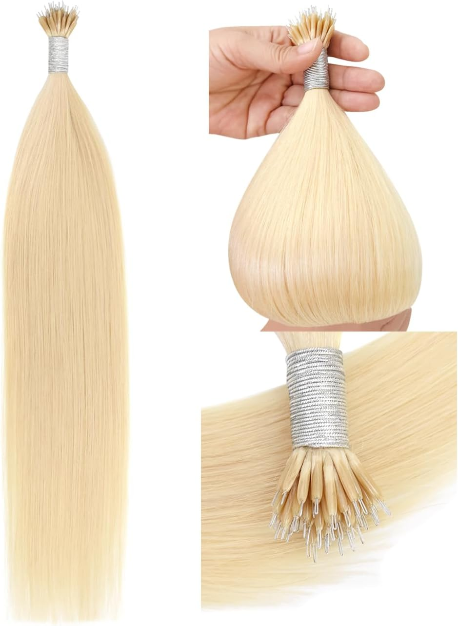 Nanoring Extensions Real Hair Nano Extensions Real Hair Nano Ring 50 G Hair Extensions Nano Tip Hair Extensions (40 Cm #2 Dark Brown)