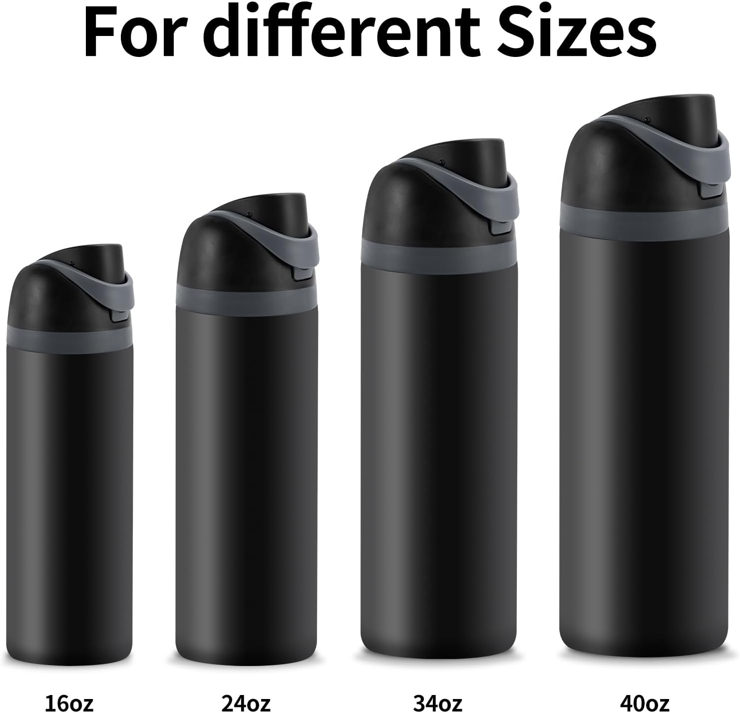 Replacement Lid for OWALA Freesip Cup 16Oz, 24Oz, 32Oz, 40Oz -Leak-Proof Accessories Kit - 2 Owala Silicone Stoppers Included (Black & Grey) image number 5