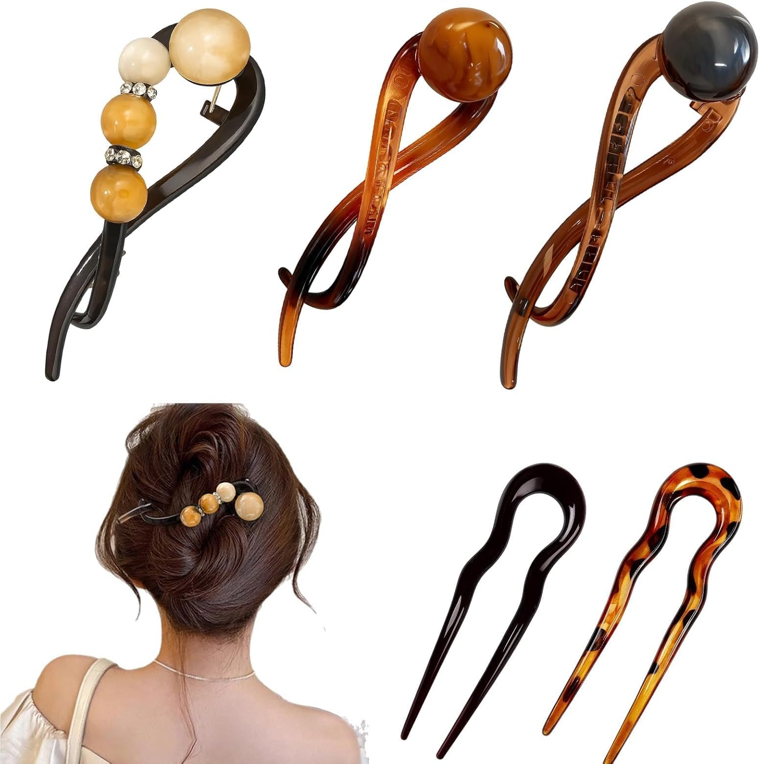 Women'S French Hair Clip, Pack of 5 Elegant Hair Pins, Perfect for Weddings and Parties, Lightweight and Stable for All Hair Types