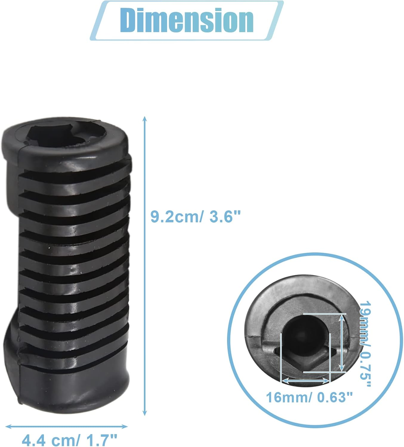 Uxcell 1 Pair 16Mm 19Mm Rubber Motorcycle Footrest Footpeg Foot Rest Peg Bike Bicycle Cycling Black for CG image number 1