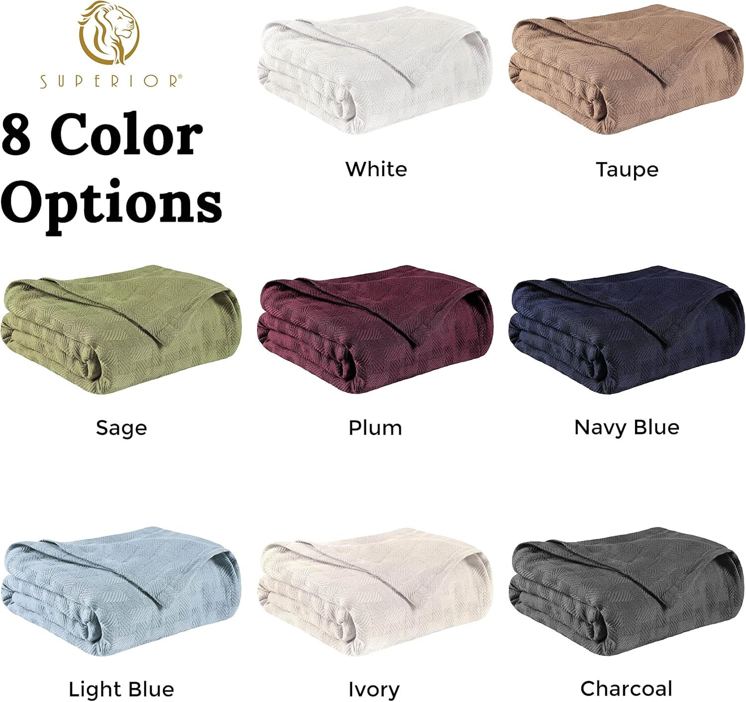 Superior 100% Cotton Thermal Blanket, Soft and Breathable Cotton for All Seasons, Bed Blanket and Oversized Throw Blanket with Luxurious Basket Weave Pattern - King Size, Plum