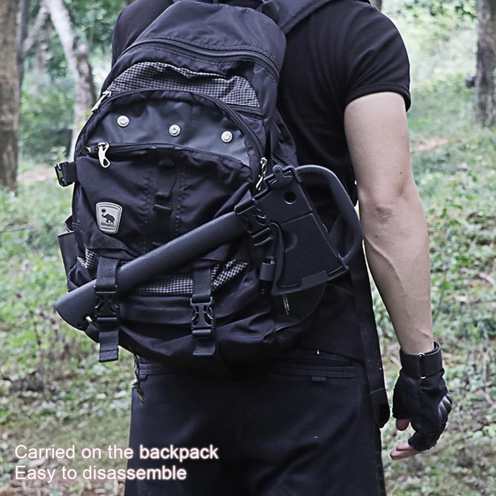 Camping Axe Kit, Survial Hatchet with Multitool Durable Materials, Engineer Axe Sharp Blade Non-Slip with Plastic Hatchet Sheath, Survival Whistle, Saw