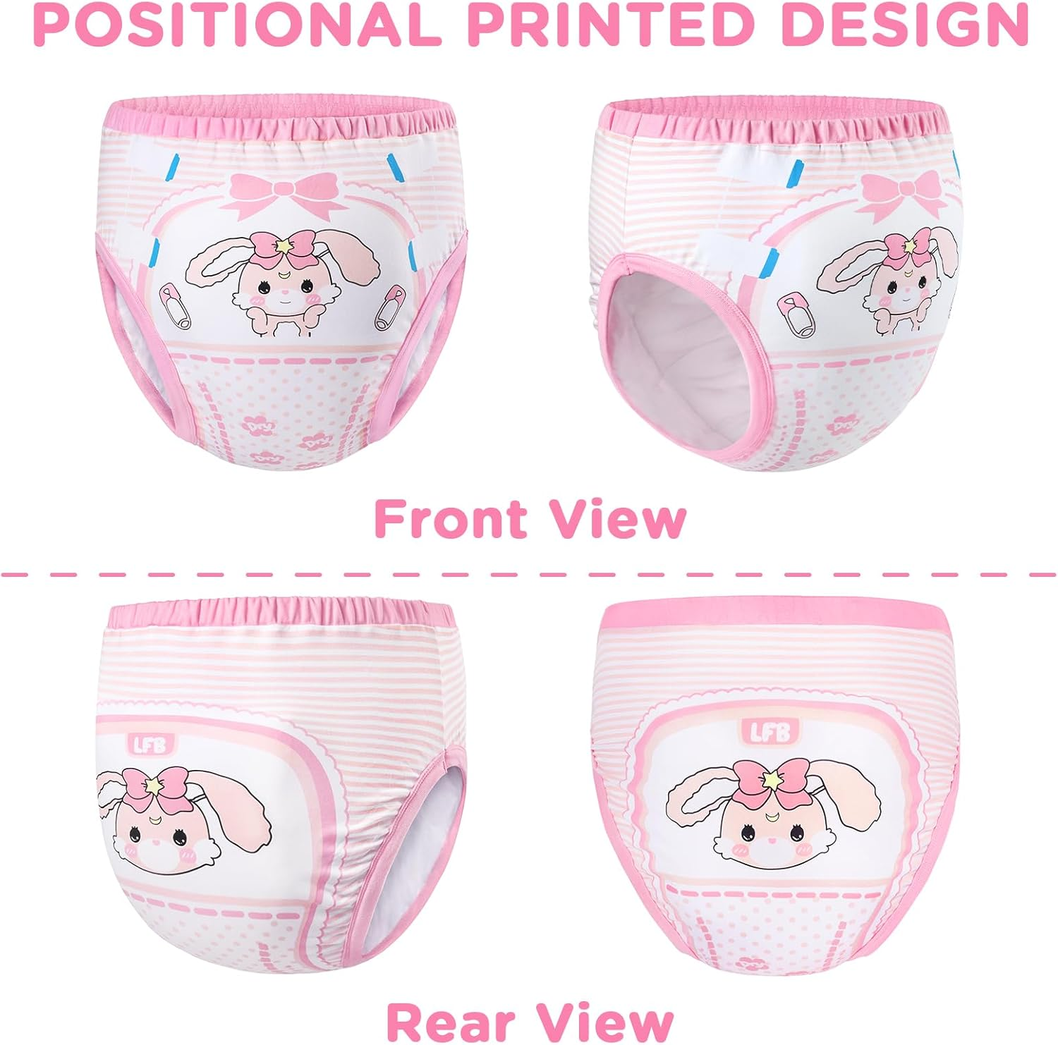 Littleforbig Soft Cotton Underwear Comfortable Washable Reusable Adult Training Pants - Baby Usagi image number 1