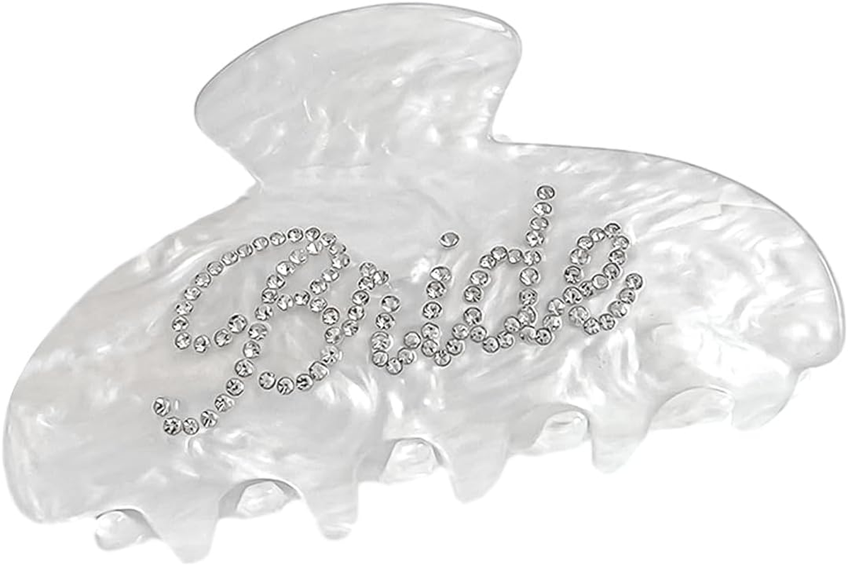 ANCLLO Exquisite Bridal Hairpins Acrylic Rhinestone Hairpins Rhinestone Banana Hairpins Bridal Hairpins for Bride Bridesmaids Wedding Party Accessories image number 4