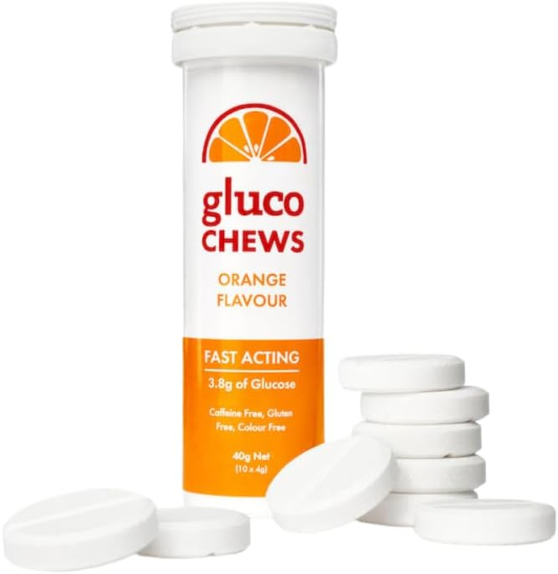 Glucology Fast Acting Glucochews | Glucose Chews | Orange, Lime and Raspberry Flavours - One Tube of Each