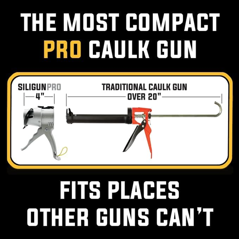 SILIGUN&trade; PRO Compact 24:1 Caulking Gun - No Drip Caulk Gun - Patent Design - Lightweight Aluminum Frame - Works with All 10 Oz Tubes (SILIGUN PRO)