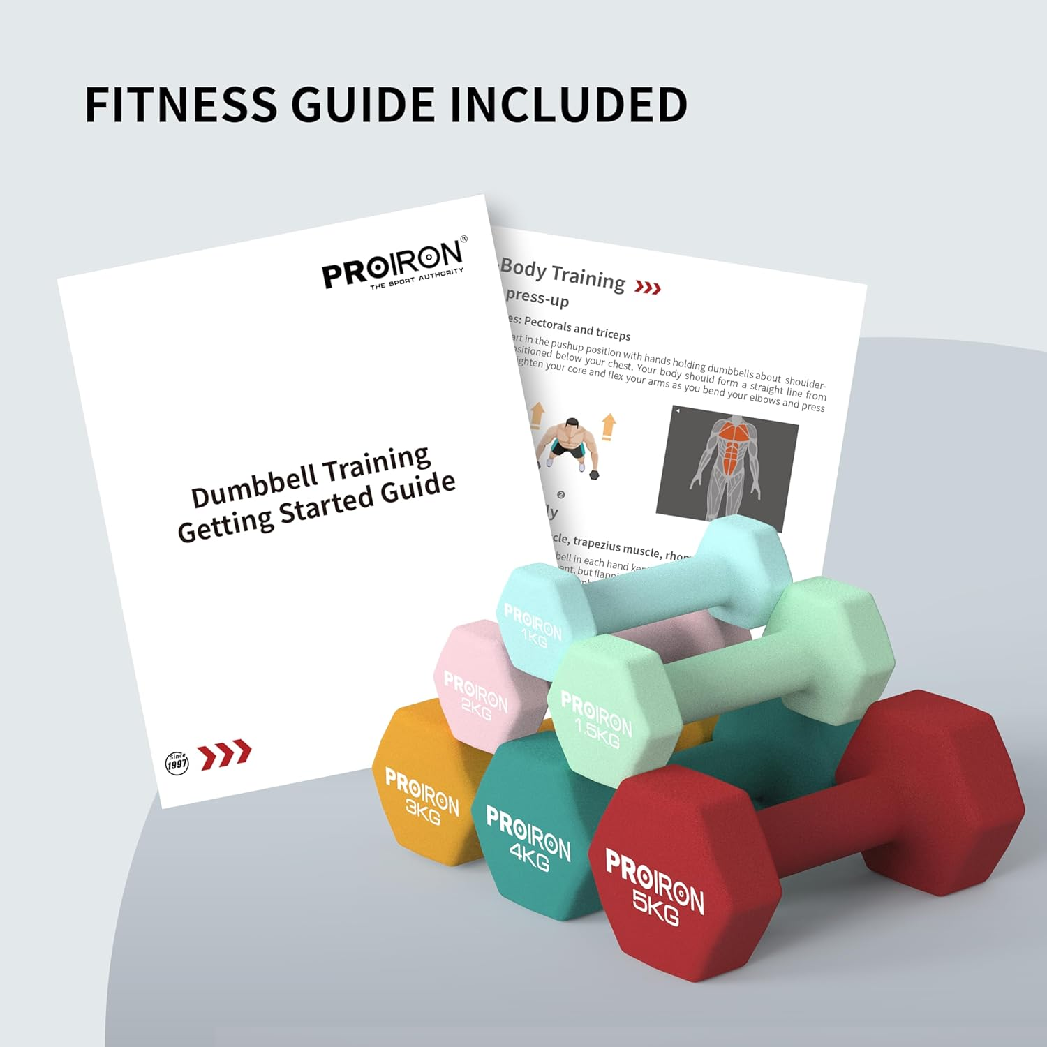 PROIRON Dumbbells Hexagonal Dumbbells Pair Anti-Slip Neoprene Dumbbell Soft-Touch Grip Hand Weights Home Gym Exercise