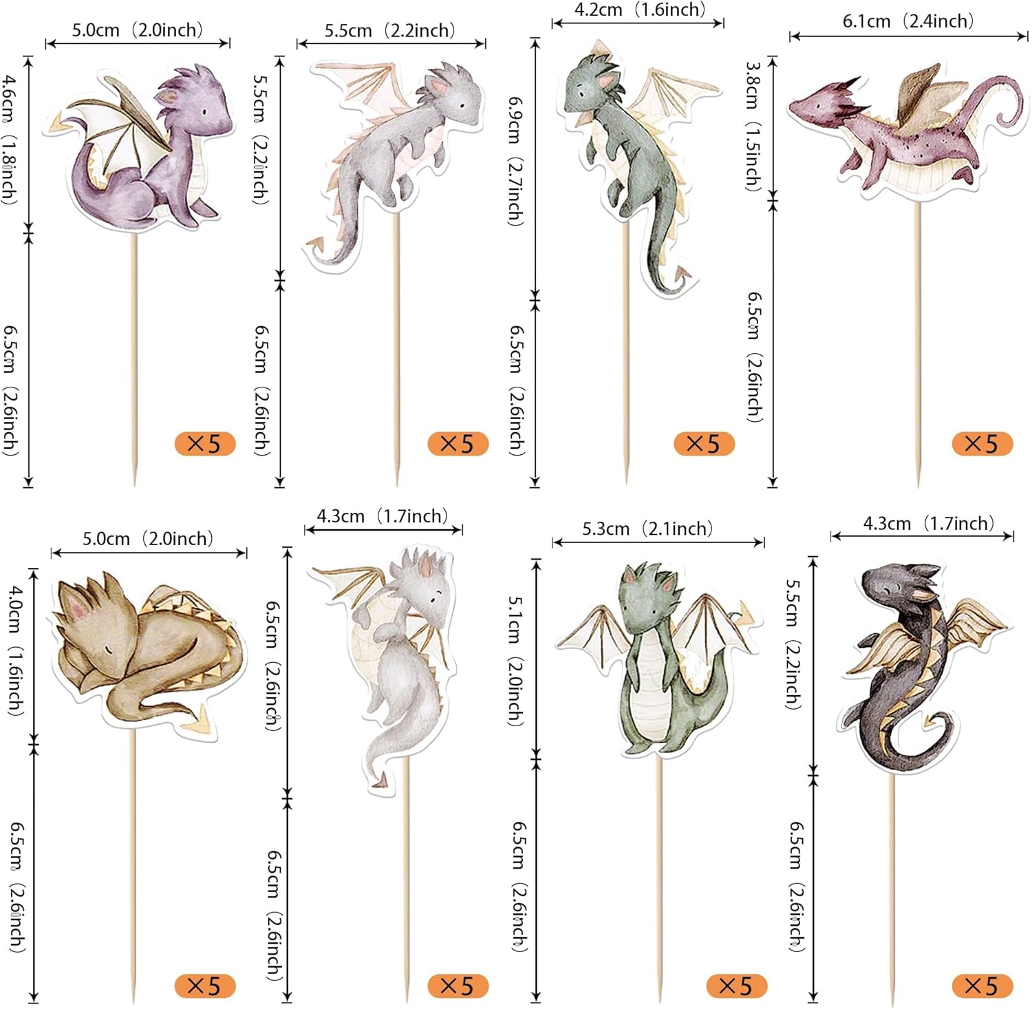 36 Pack Dinosaur Cupcake Toppers Baby Shower Cute Dino Cupcake Picks for Baby Boy Kids Animal Dinosaur Birthday Party Cake Decorations Supplies (#1) image number 2