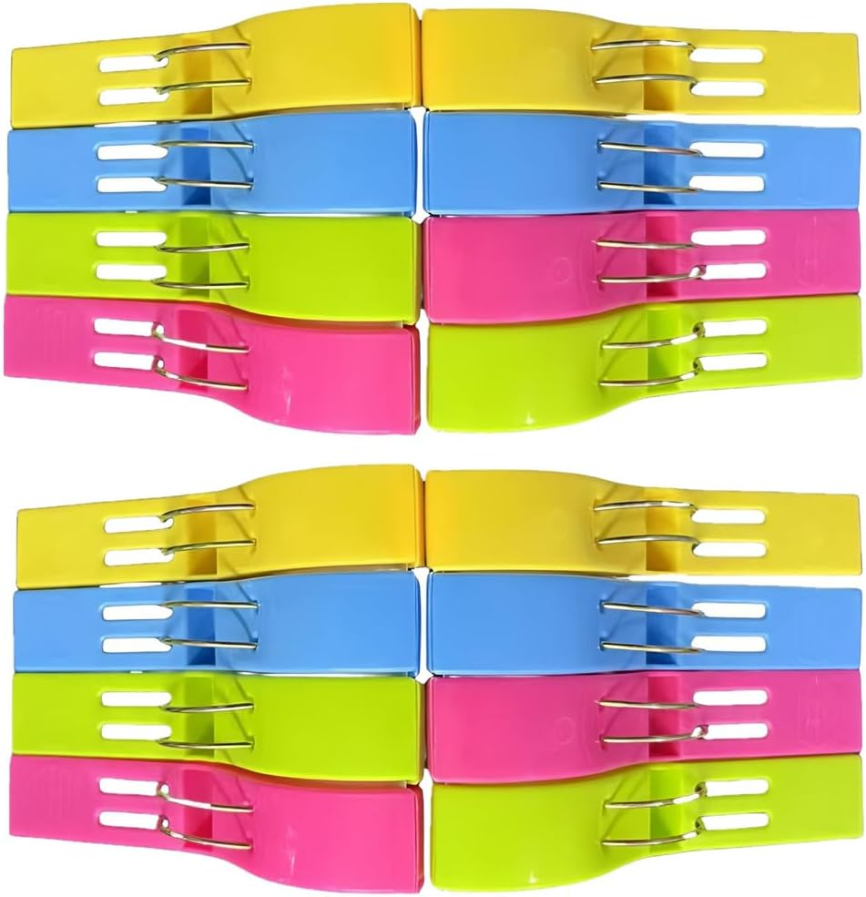 16 Pack Beach Towel Clips,Plastic Chair Clips Towel Holder Clothes Pins Clothes Pegs,For Beach Pool Chairs,Beach Accessories for Vacation,4 Bright Colors image number 4