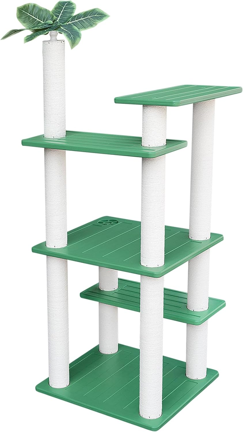 MAOHEGOU 56 Inches Large Outdoor Waterproof Cat Tower, Multi-Level Cat Tree, for outside and Indoor Cats, with PVC Board and Cat Scratching Posts