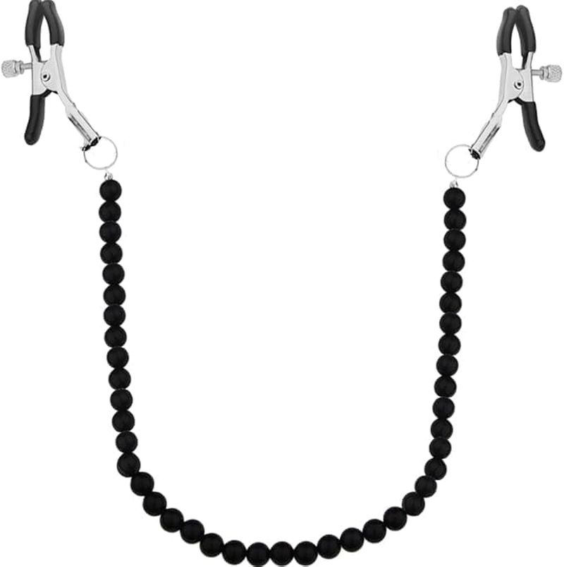 Adjustable Pressure Breast Nipple Clips with Pearl Nipple Clamps Body Chains Necklaces Stainless Steel Non Piercing Body Jewelry for Women Ewelry Chain Toys (Black) image number 3