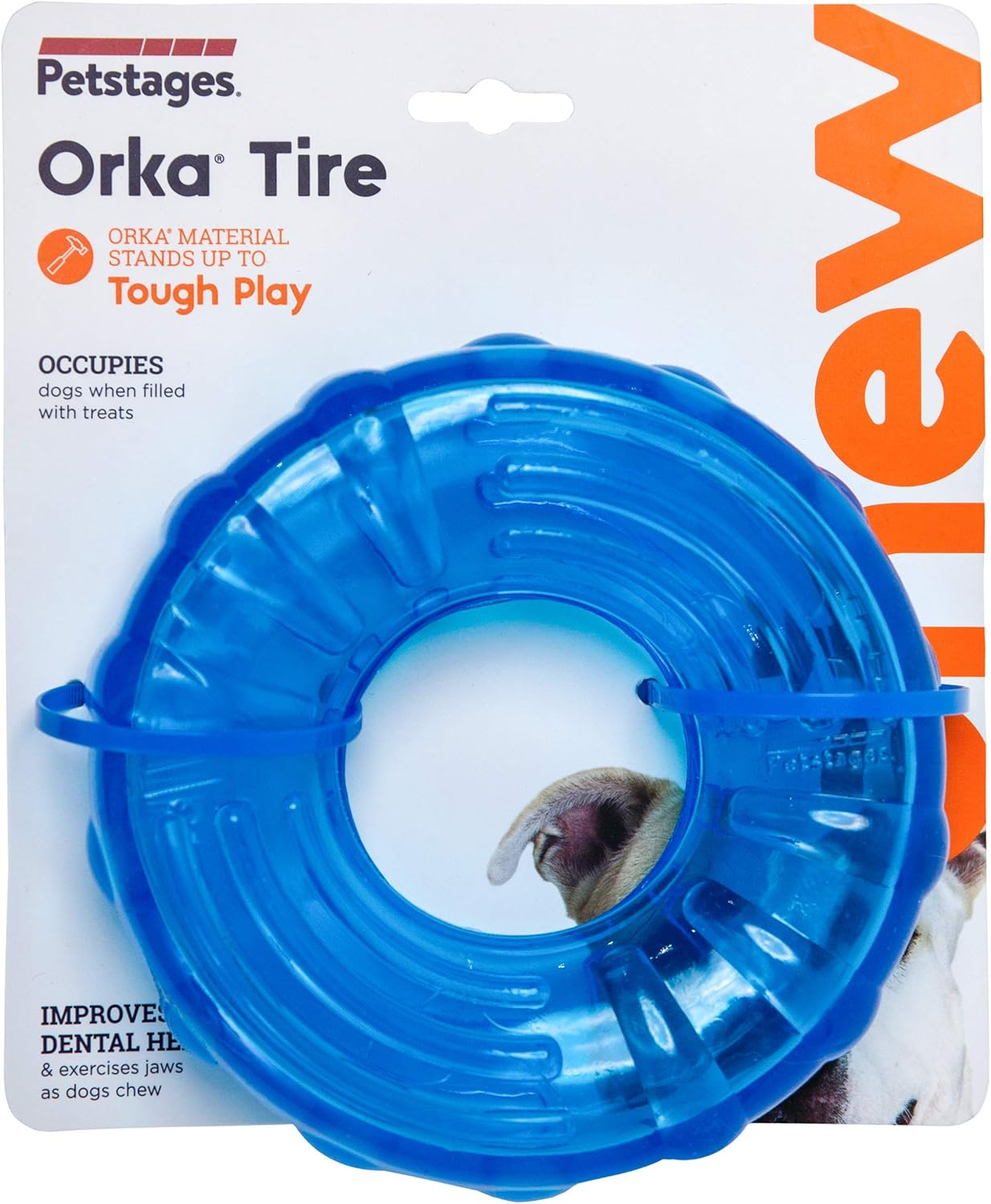 Petstages Orka Tire Royal Blue Treat-Dispensing Dog Chew Toy image number 5