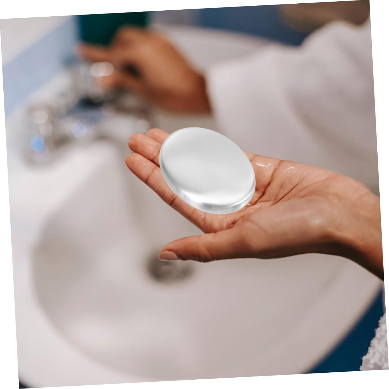 Zerodeko 2Pcs Odor Absorbing Metal Soap Bar Stainless Steel Soap for Kitchen Home Travel image number 5