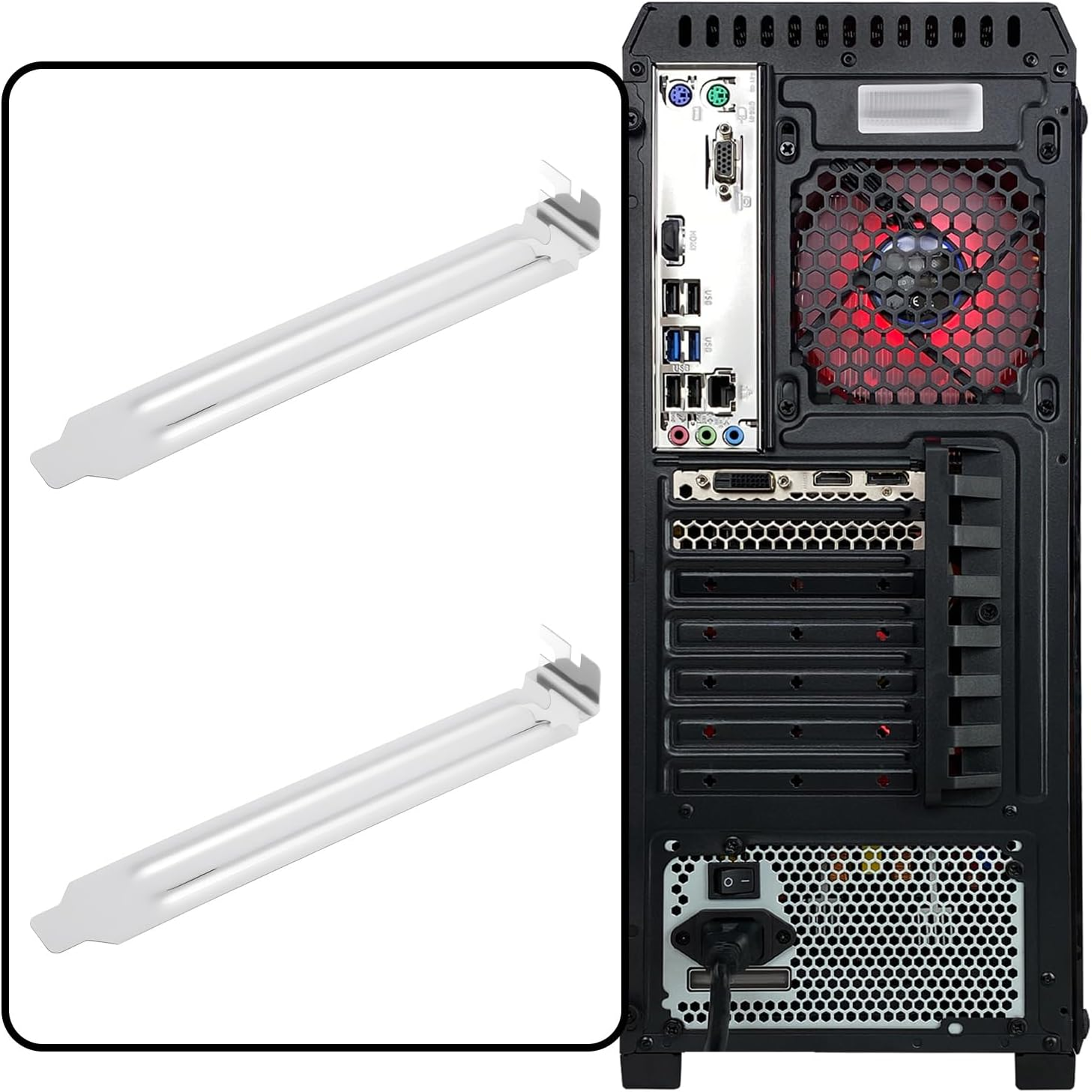 OTOTEC 6X PC Standard PCI Bracket Expansion Computer Back Slot Cover for Computer Cases, 122X18X 21Mm image number 3