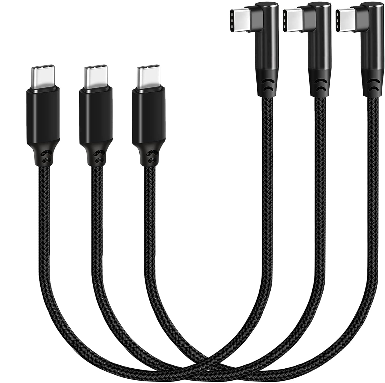 50Cm USB C to USB C Cable 3 Packs, SUMPK Right Angle 60W PD Type C Fast Charging Cord Compatible with Samsung Galaxy S22/S21/S20 Ultra/Z Fold 3/Note 20, Macbook Air, Ipad Pro 2020, Pixel 5/4/3 XL