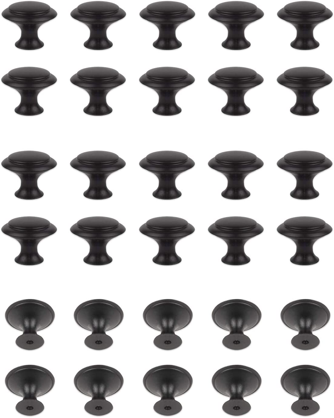 Mohern Black Cabinet Knobs, 30 Pcs 1-1/5 Inch Kitchen Cabinet Knobs, Kitchen Cabinet Hardware, Black Drawer Knobs, Matte Black Knobs for Cabinets, Cabinet Door Knobs, Drawer Handles with Screws