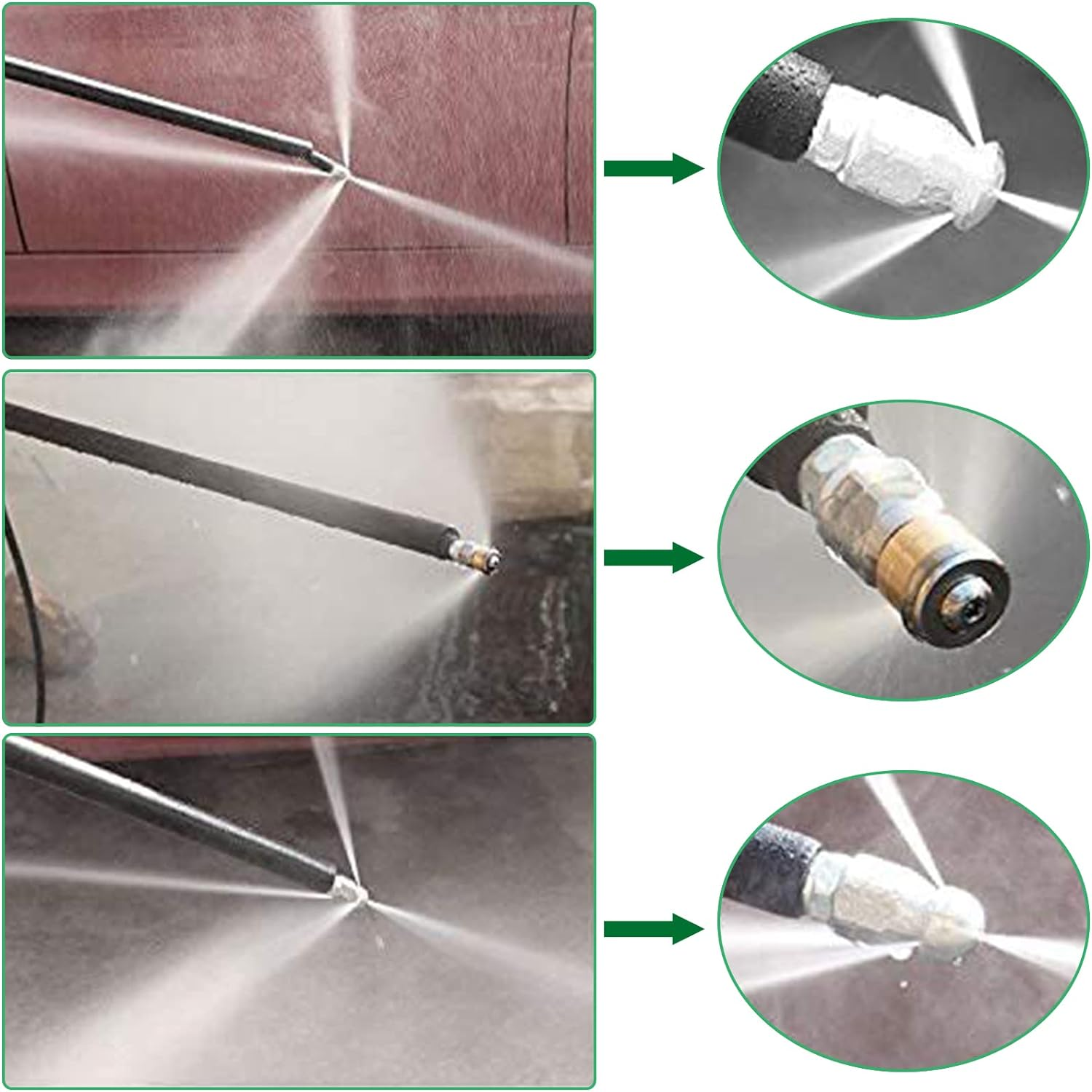 Acbbmns 30M/98.4FT Sewer Jetter Kit for Pressure Washer, 1/4 Inch NPT, 5800 PSI Drain Pipe Hose Cleaning Set, Button Nose & Rotating Sewer Jetting Nozzle